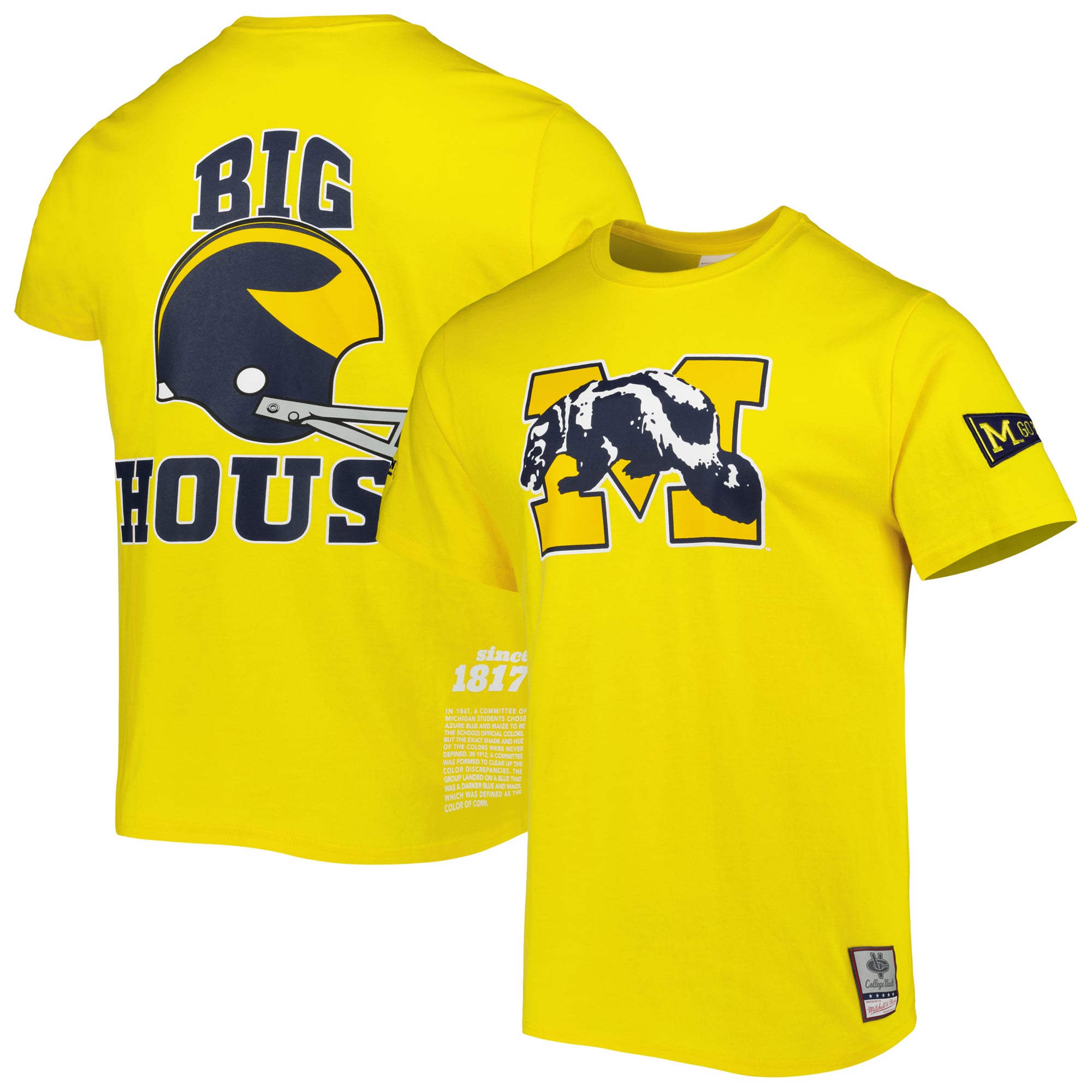 Men's Mitchell & Ness Maize Michigan Wolverines Team Origins T-Shirt