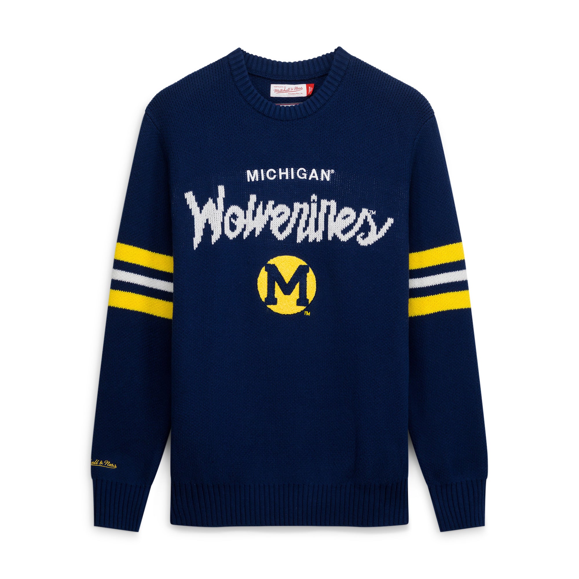 Men's Mitchell & Ness Navy Michigan Wolverines Head Coach Sweater