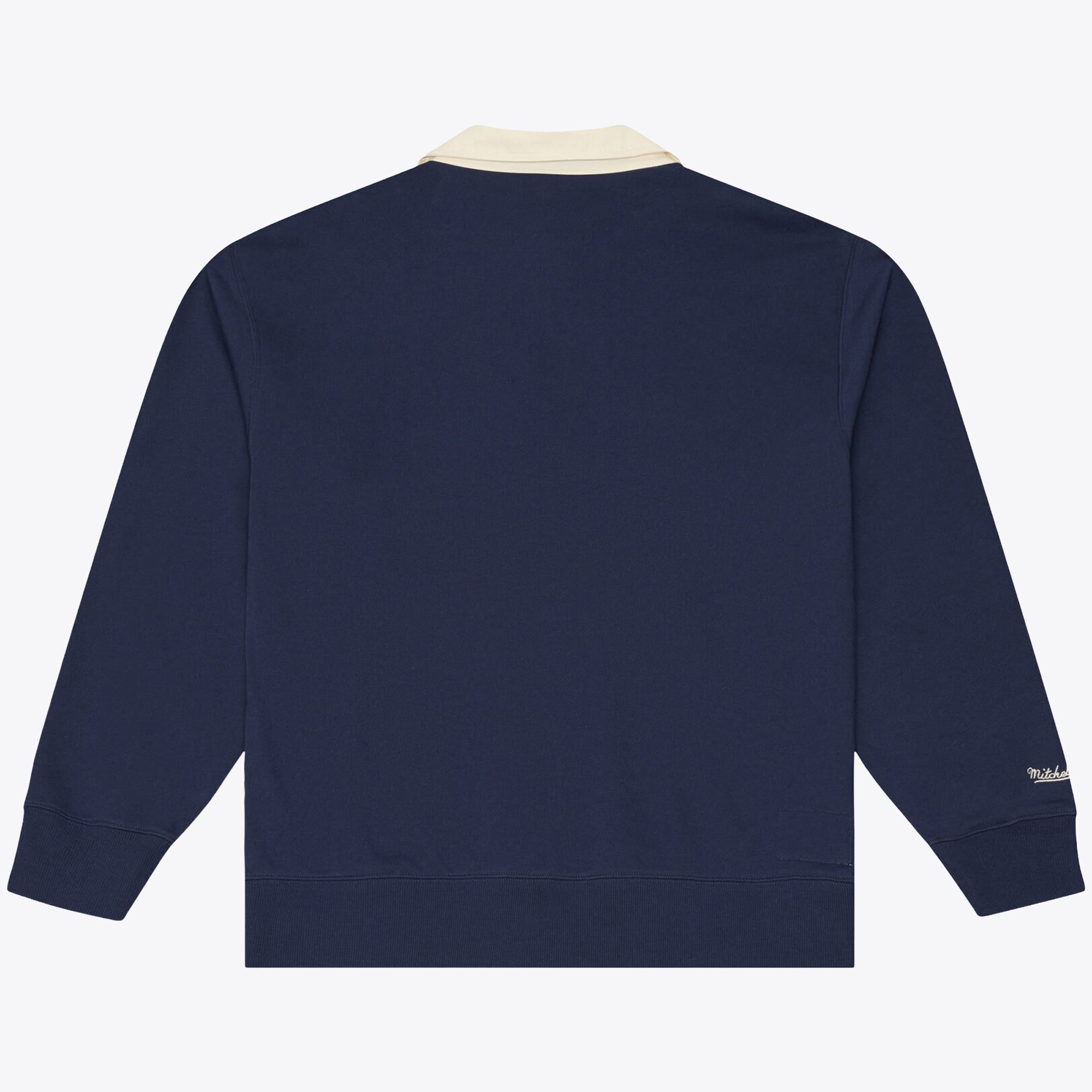 Polo en molleton français Mitchell & Ness bleu marine Michigan Wolverines Retro Roots pour homme