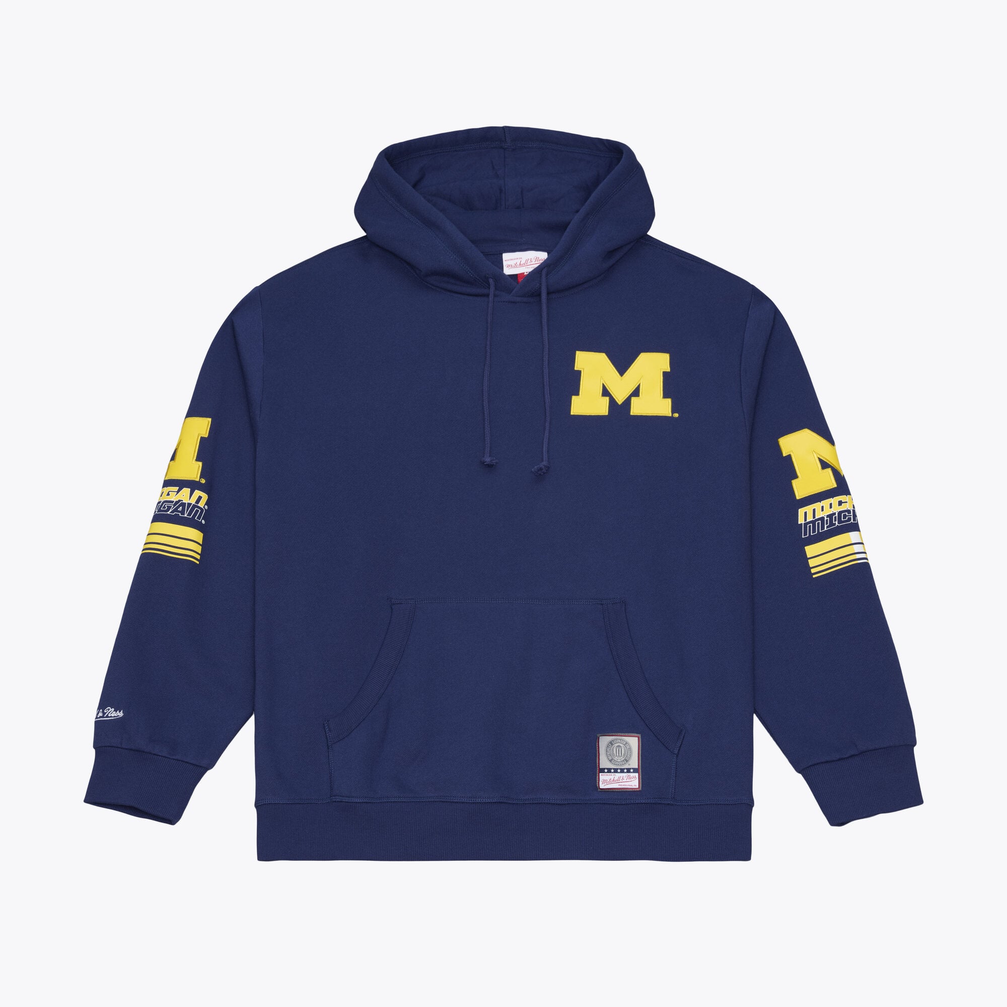 Sweat à capuche en polaire Mitchell & Ness bleu marine Michigan Wolverines triple motif carreaux pour homme