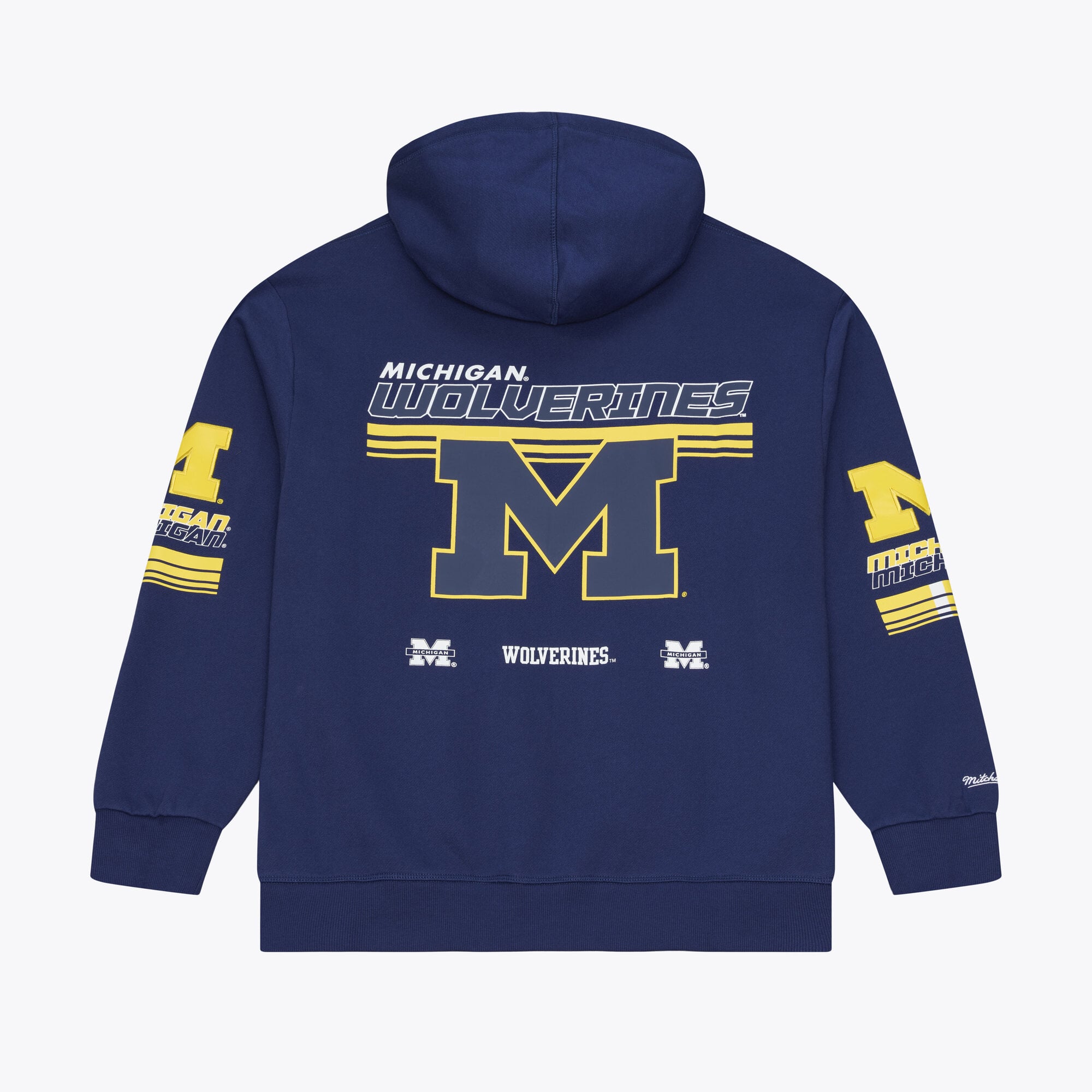 Sweat à capuche en polaire Mitchell & Ness bleu marine Michigan Wolverines triple motif carreaux pour homme