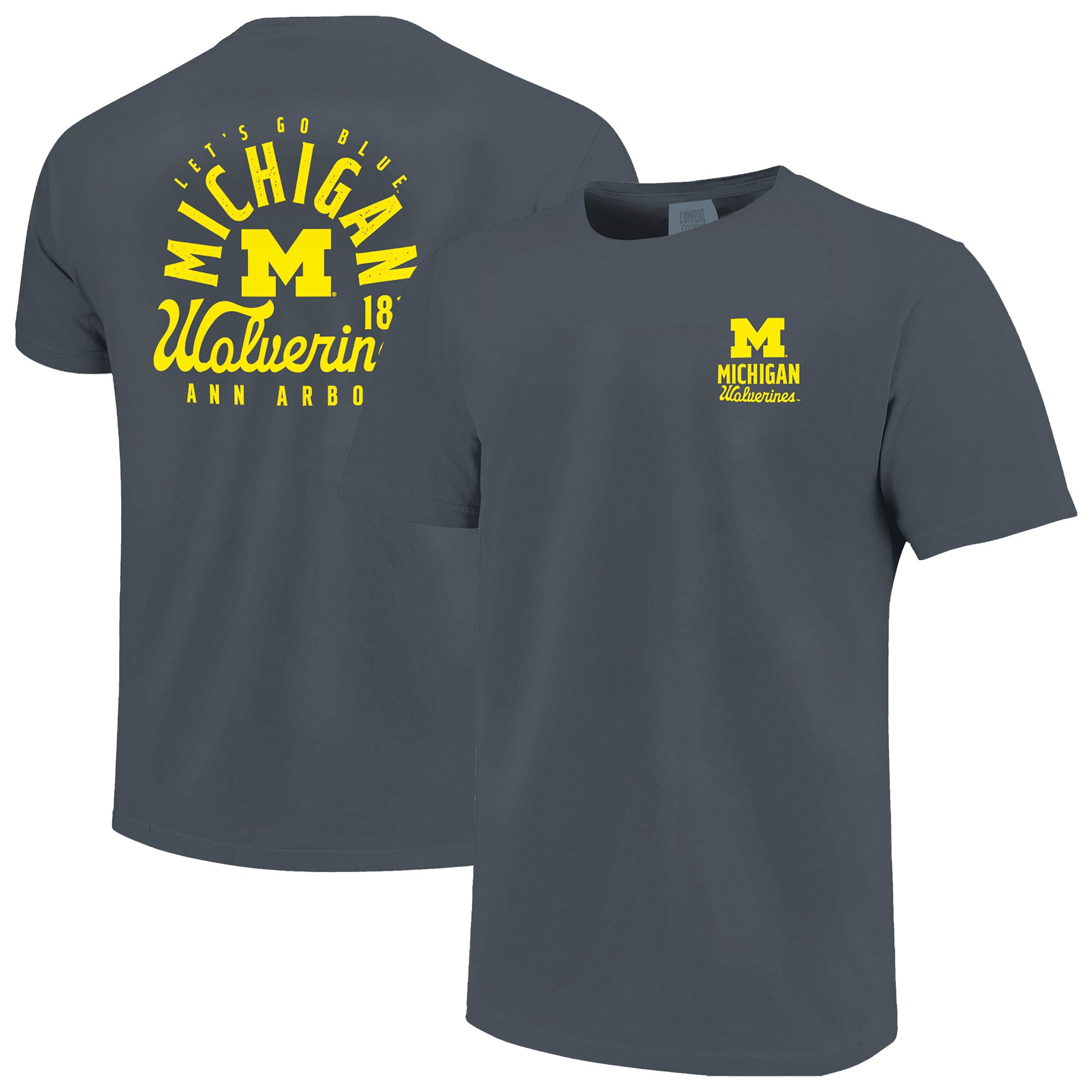 Men's Navy Michigan Wolverines Comfort Colors Mascot Overlay T-Shirt
