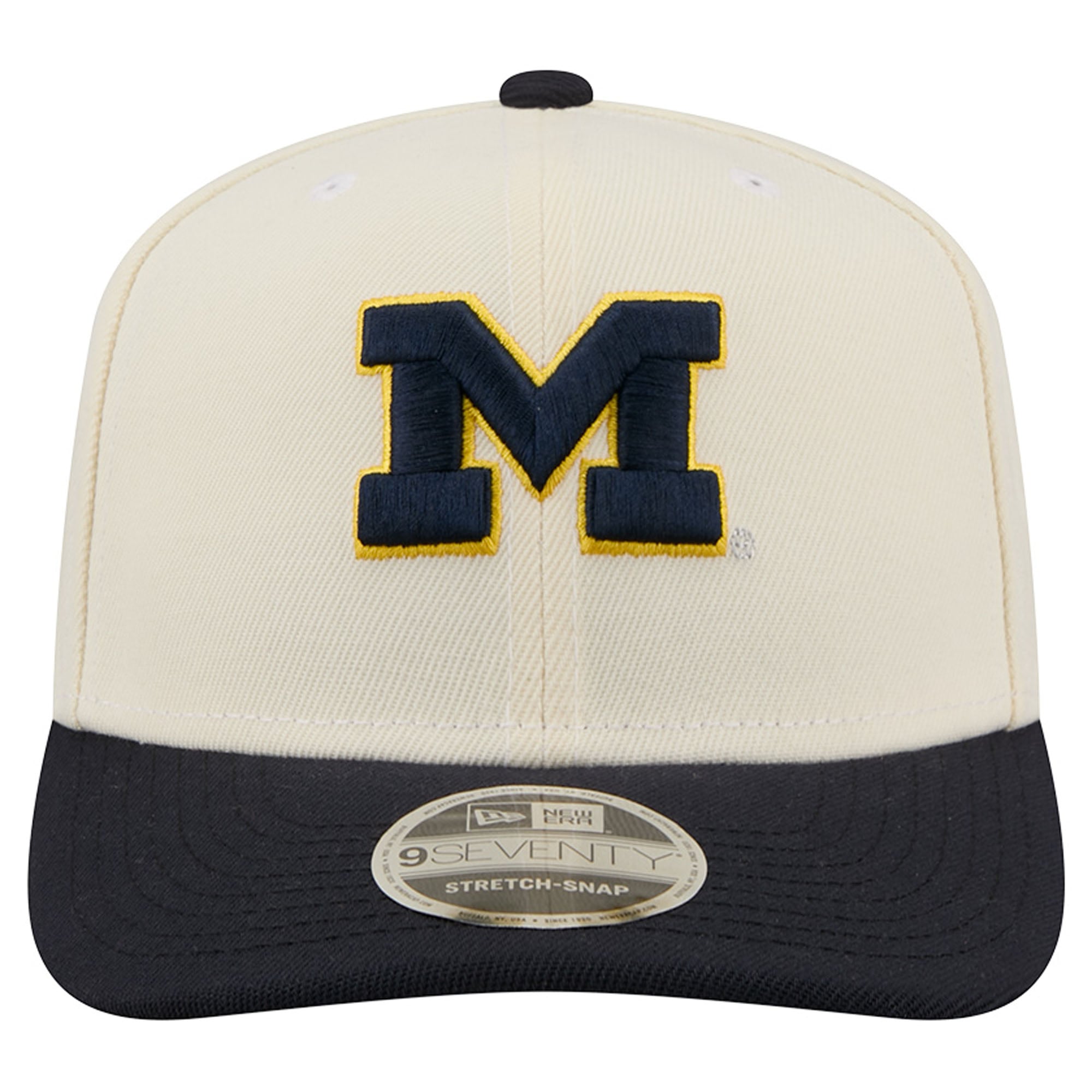 Men's New Era Cream/Navy Michigan Wolverines America's 250th 9SEVENTY Adjustable Hat