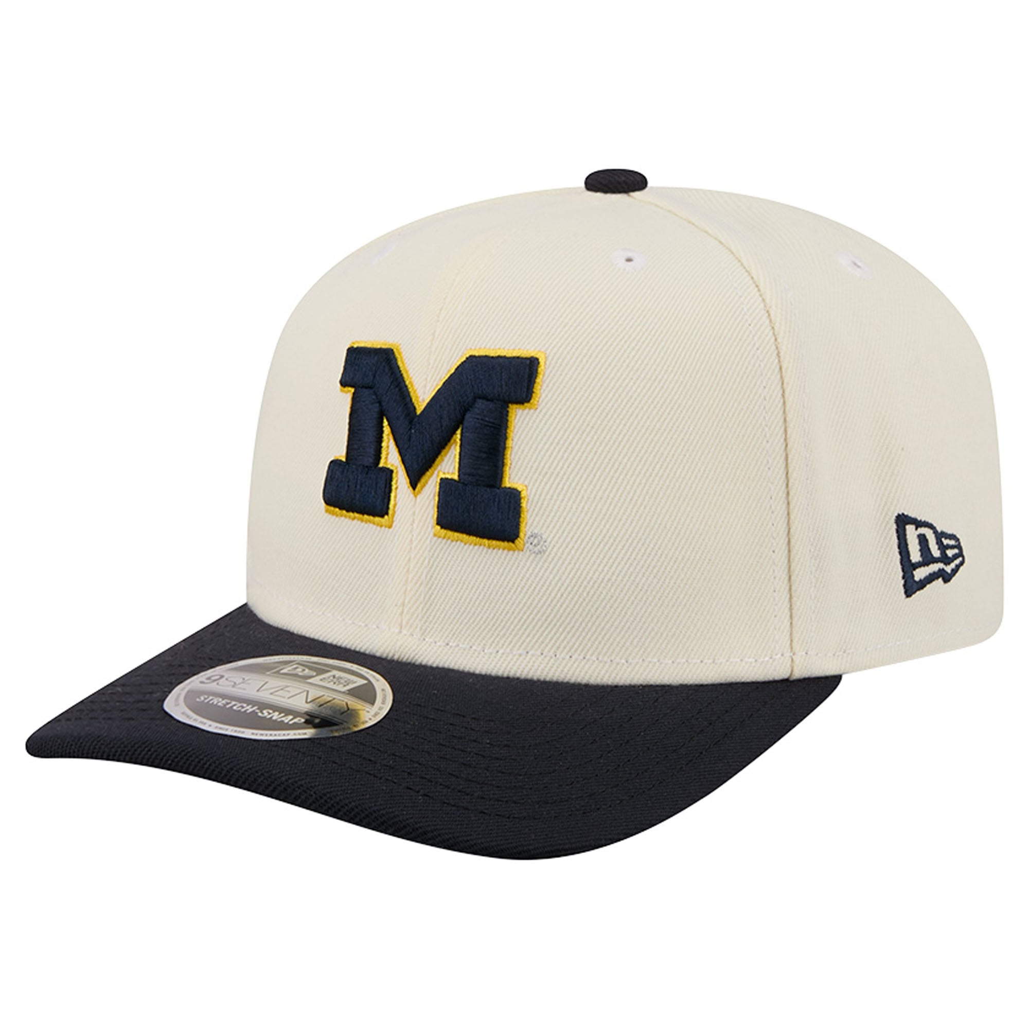 Men's New Era Cream/Navy Michigan Wolverines America's 250th 9SEVENTY Adjustable Hat