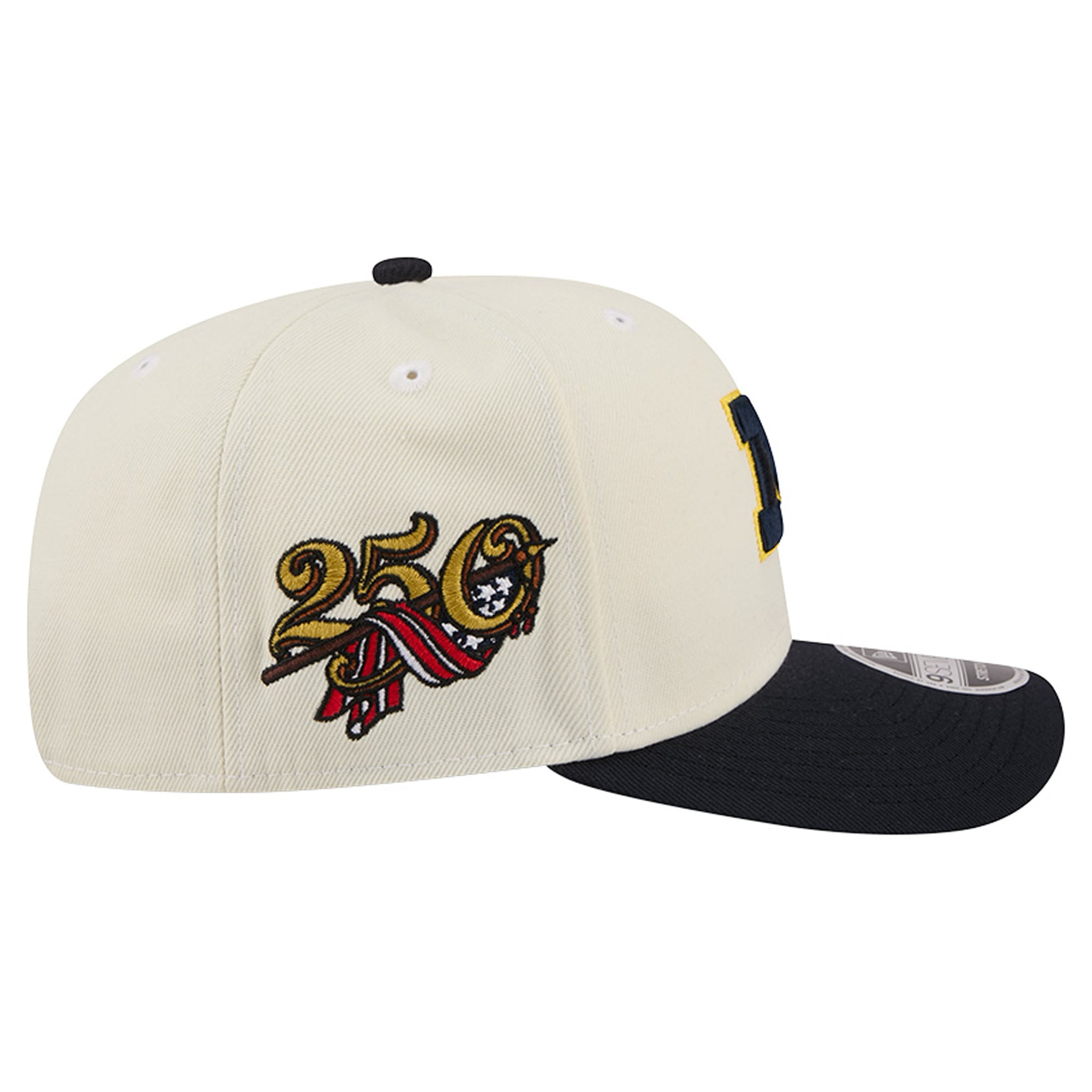 Men's New Era Cream/Navy Michigan Wolverines America's 250th 9SEVENTY Adjustable Hat