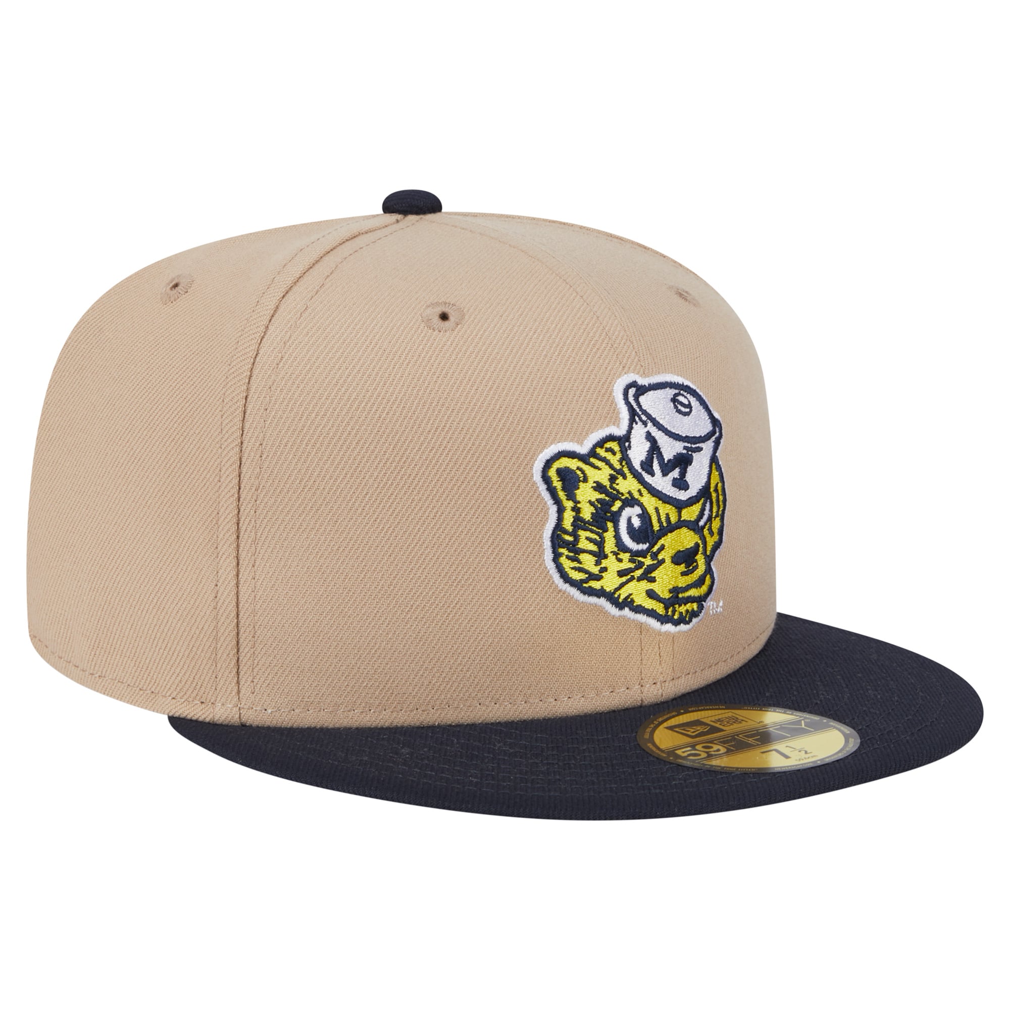 Men's New Era  Khaki Michigan Wolverines Throwback Two-Tone 59FIFTY Fitted Hat