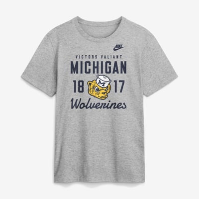  Michigan Wolverines Nike Legacy Stacked Established T-Shirt - Gray