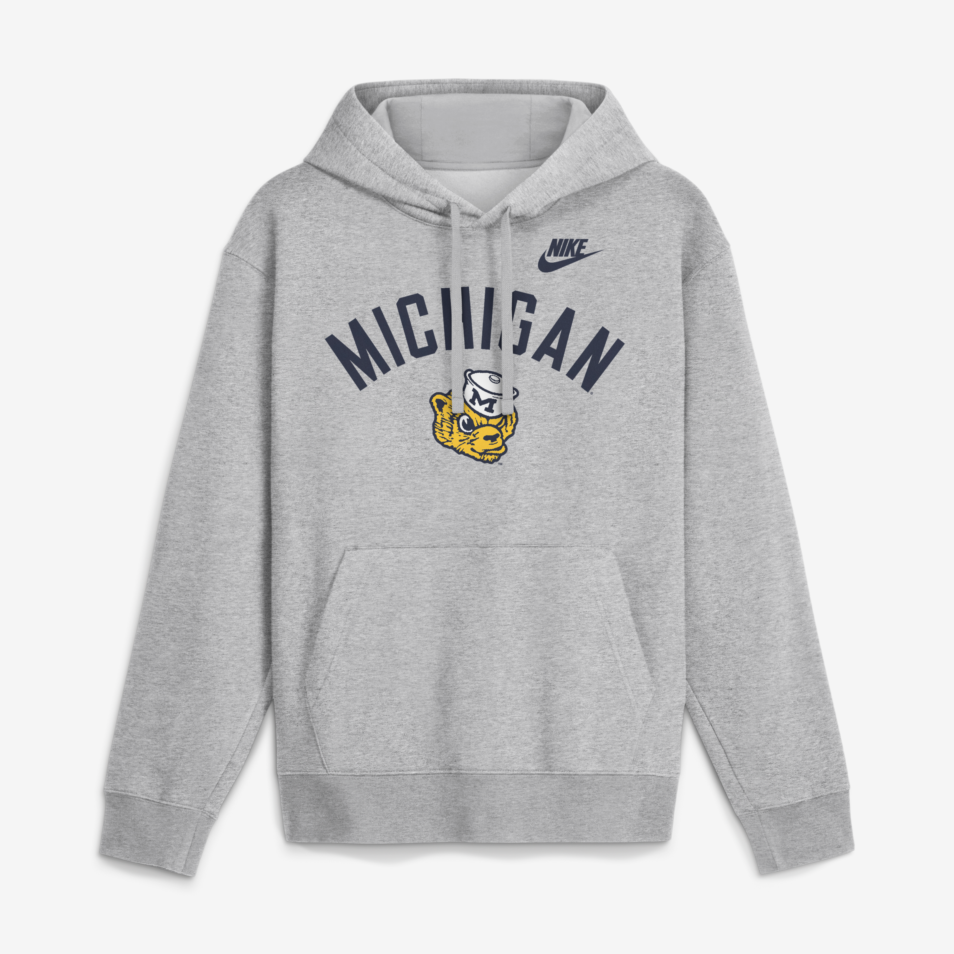 Men's Nike Heather Gray Michigan Wolverines Legacy Arch Club Hoodie
