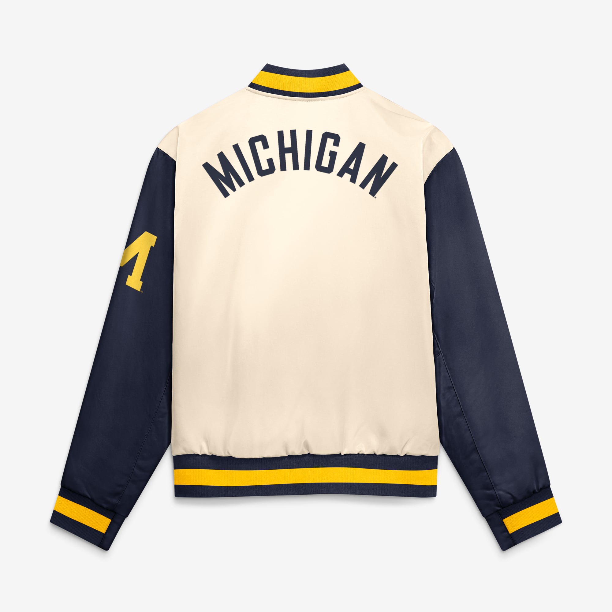 Men's Nike  Natural/Navy Michigan Wolverines Legacy Full-Snap Bomber Jacket