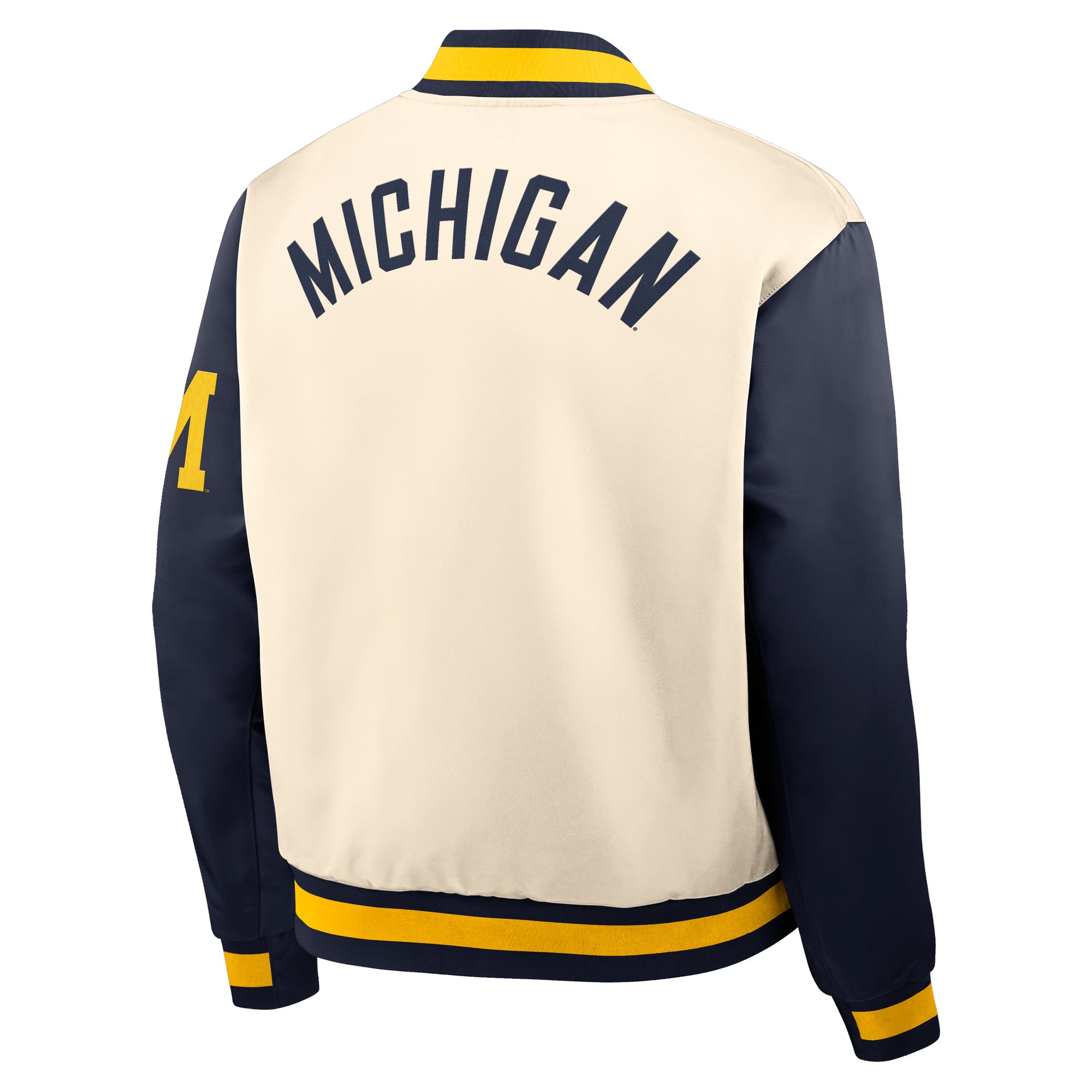 Men's Nike  Natural/Navy Michigan Wolverines Legacy Full-Snap Bomber Jacket