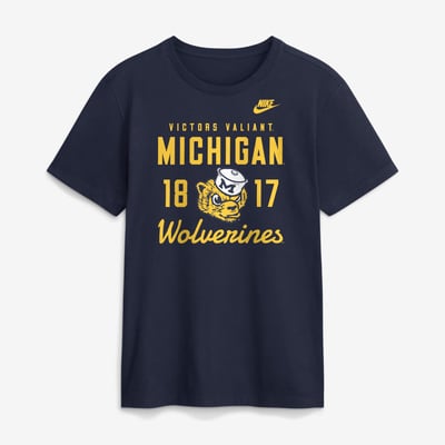  Michigan Wolverines Nike Legacy Stacked Established T-Shirt - Navy