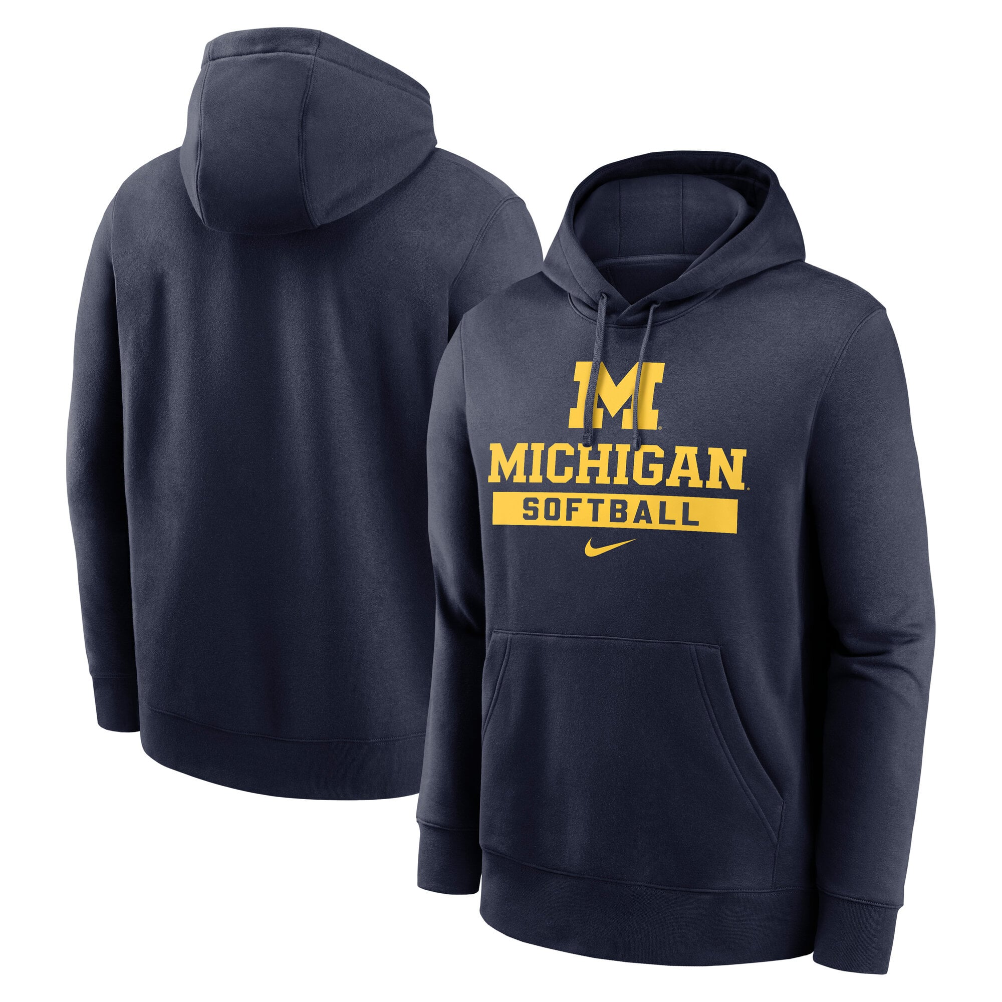 Sweat à capuche polaire Nike bleu marine Michigan Wolverines Softball Stack Club pour homme