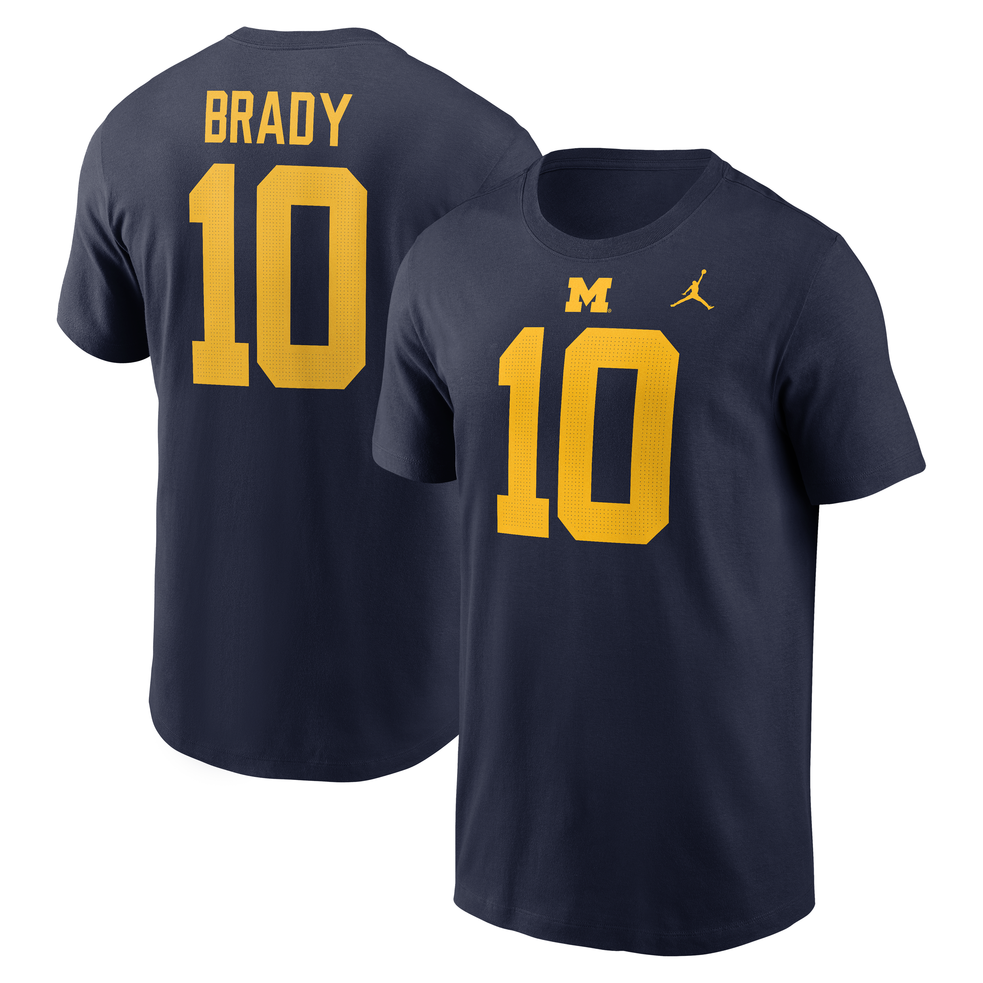 T-shirt Nike Tom Brady bleu marine Michigan Wolverines pour homme, avec nom et numéro