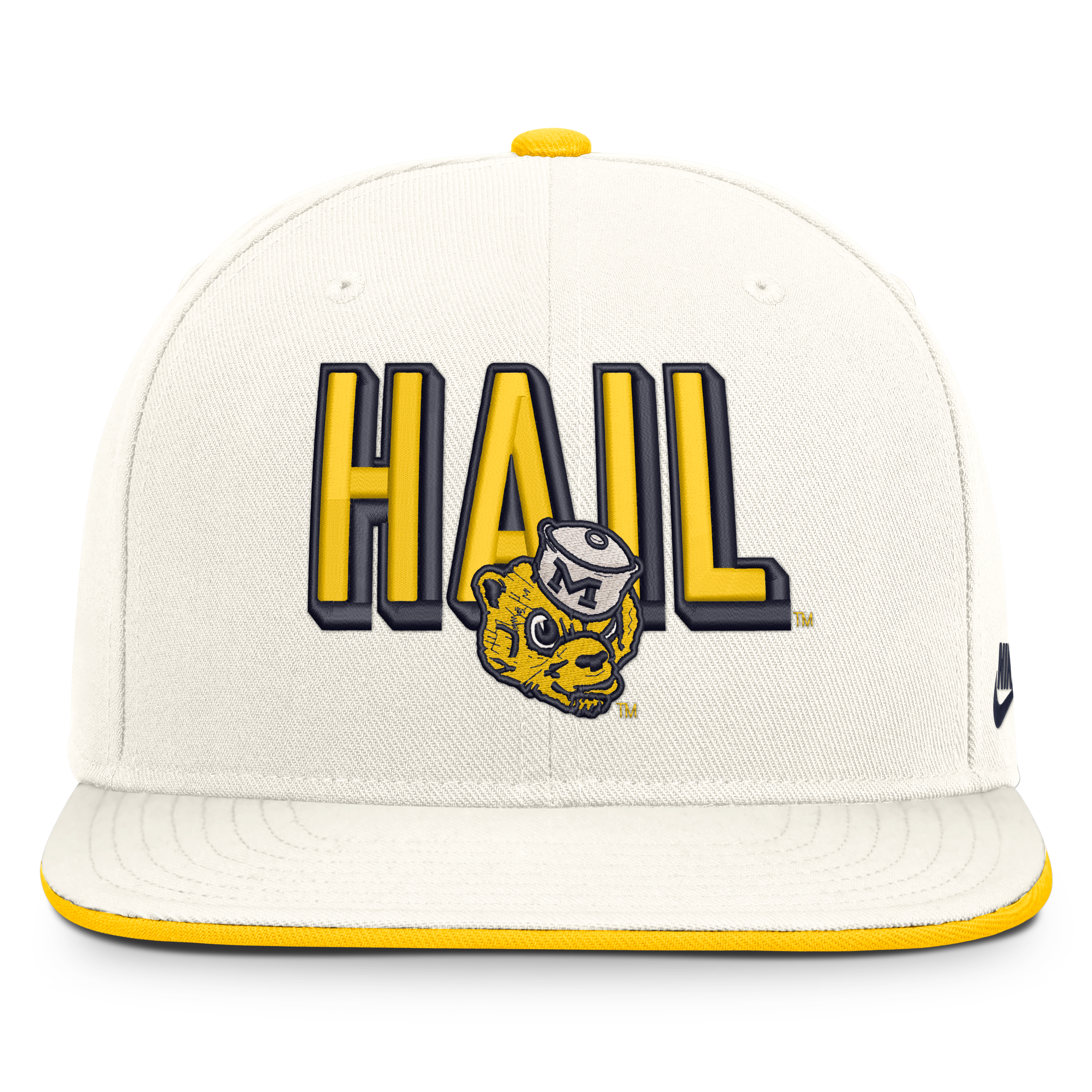 Casquette snapback Nike Pro blanche Michigan Wolverines Legacy Letter & Mascot pour homme