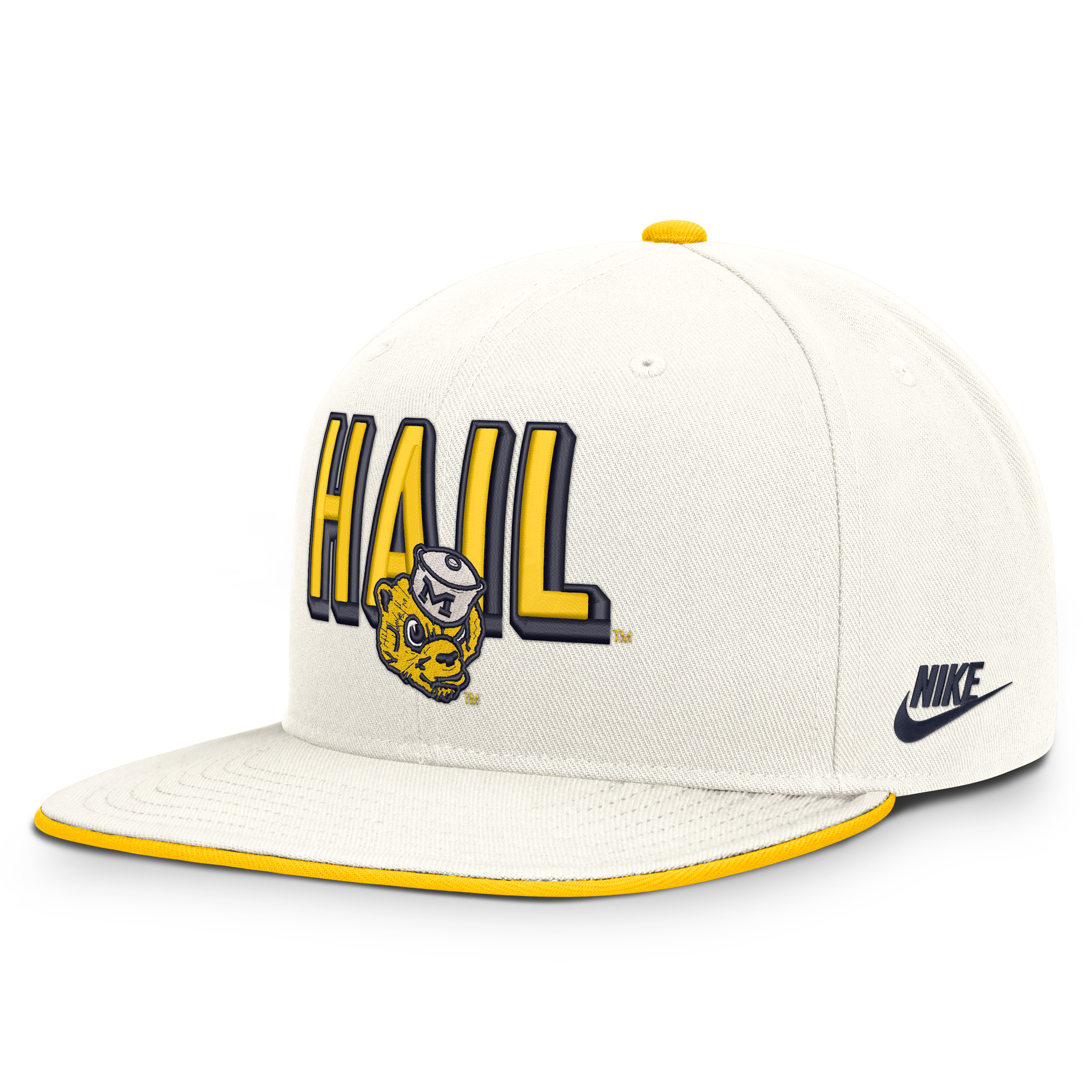 Casquette snapback Nike Pro blanche Michigan Wolverines Legacy Letter & Mascot pour homme