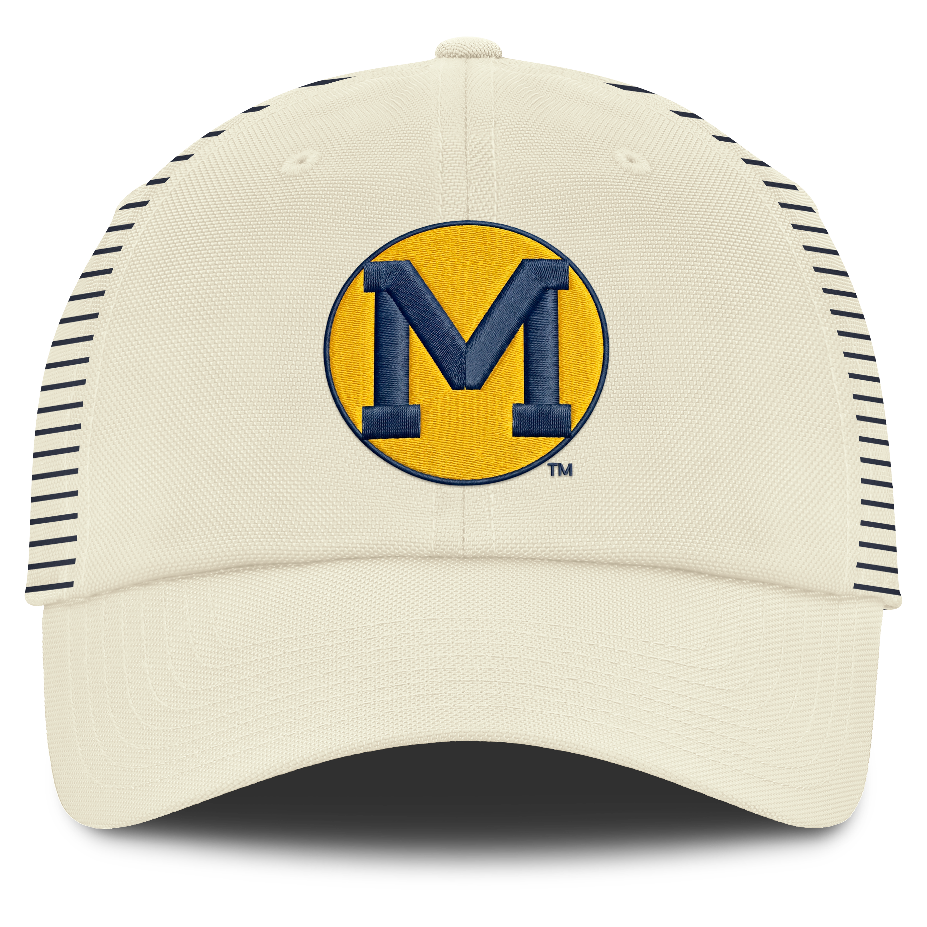 Casquette Nike blanche pour homme, logo Vault des Michigan Wolverines, rayée, Club Dri-FIT, ajustable