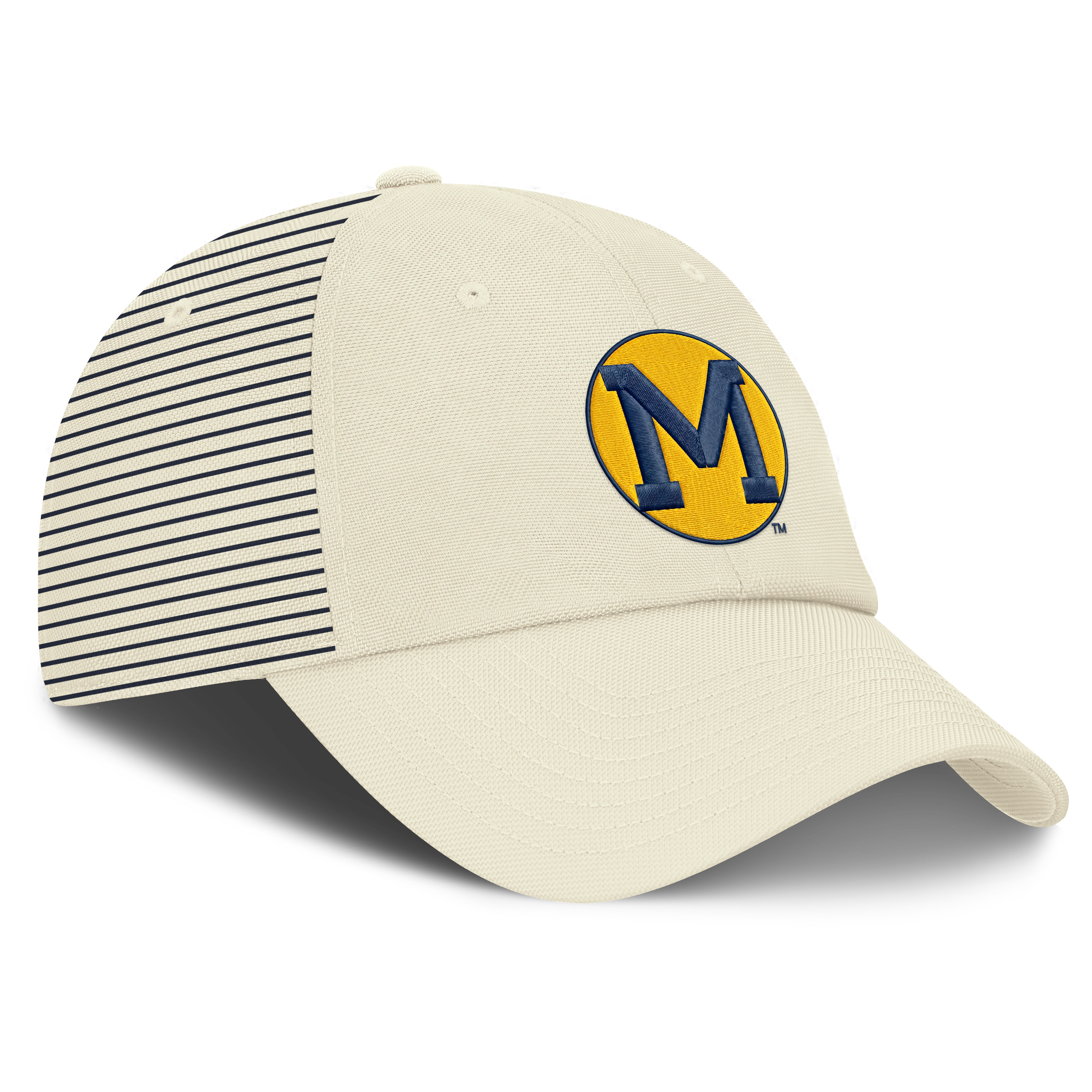 Casquette Nike blanche pour homme, logo Vault des Michigan Wolverines, rayée, Club Dri-FIT, ajustable