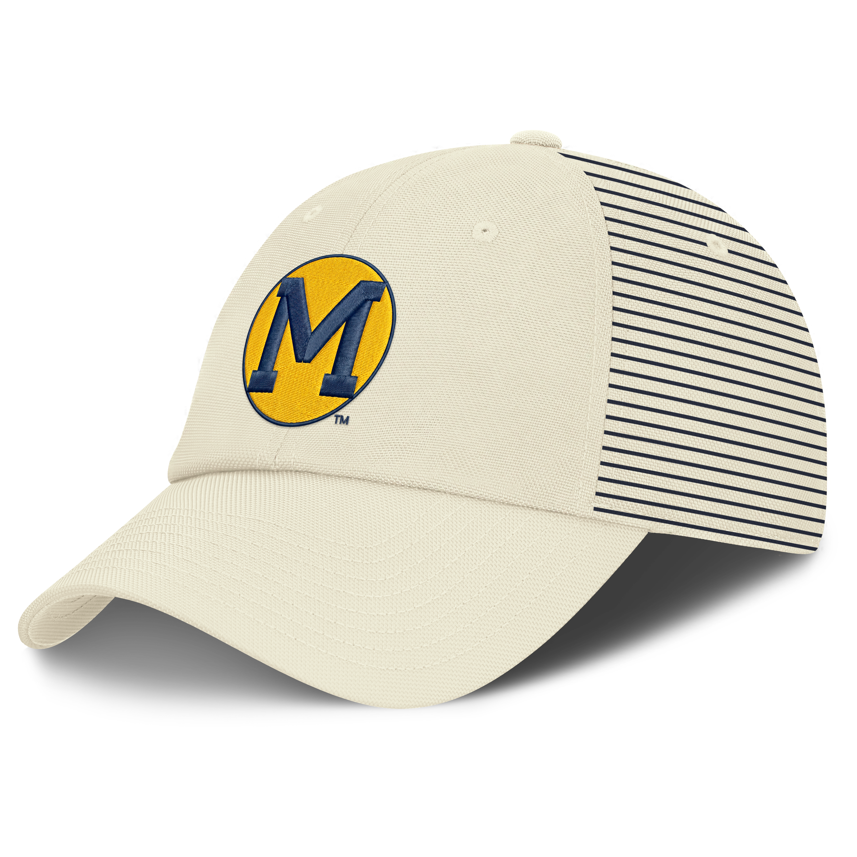 Casquette Nike blanche pour homme, logo Vault des Michigan Wolverines, rayée, Club Dri-FIT, ajustable
