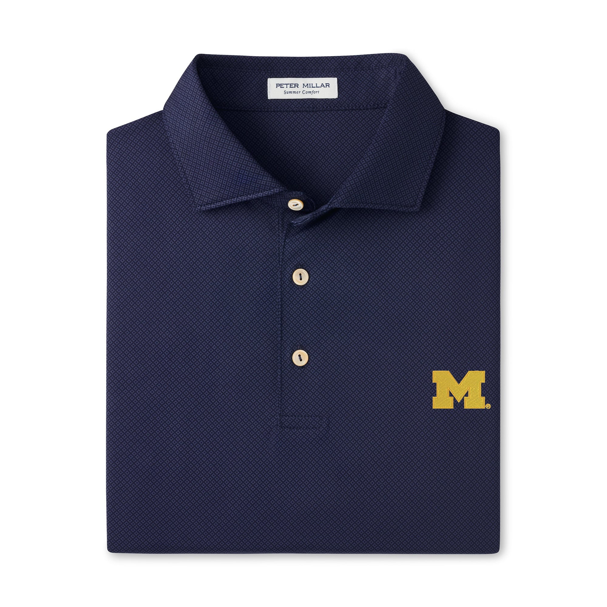 Men's Peter Millar Navy Michigan Wolverines Hugo Performance Jersey Polo