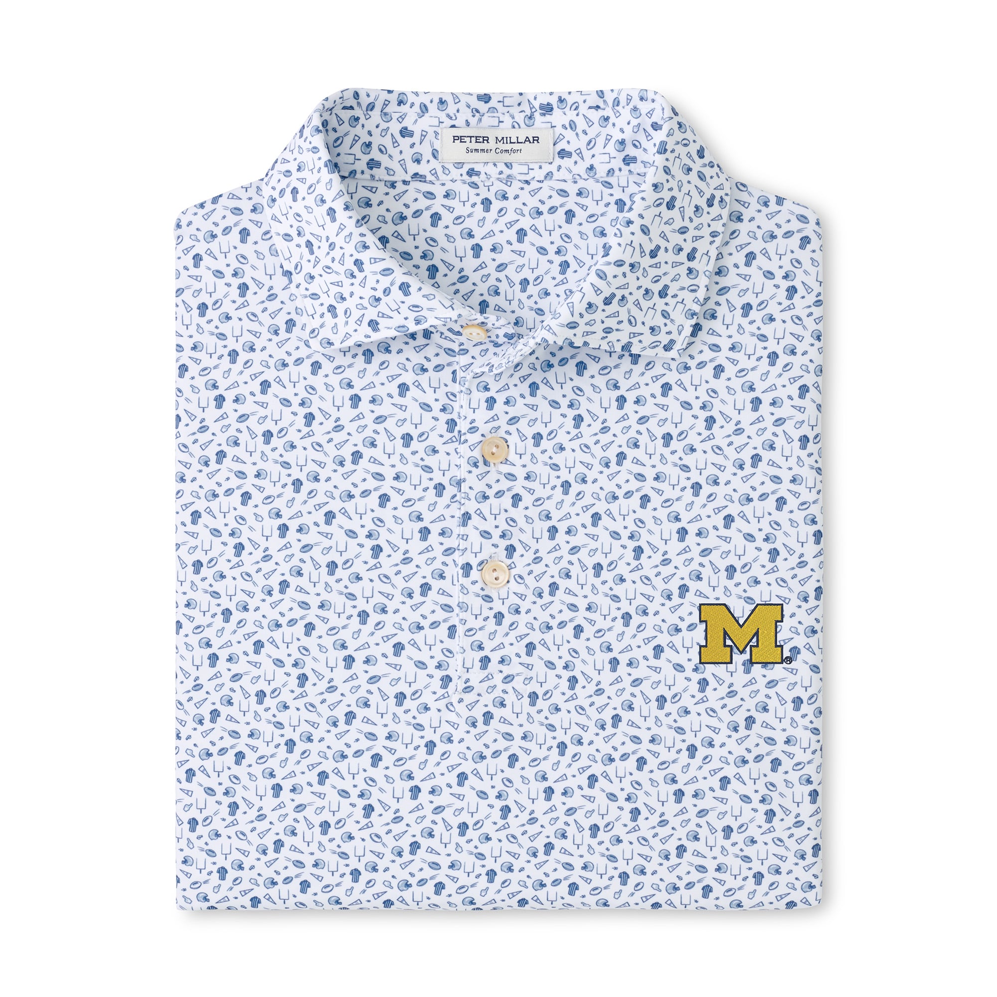 Men's Peter Millar Navy Michigan Wolverines Kick Off Performance Polo