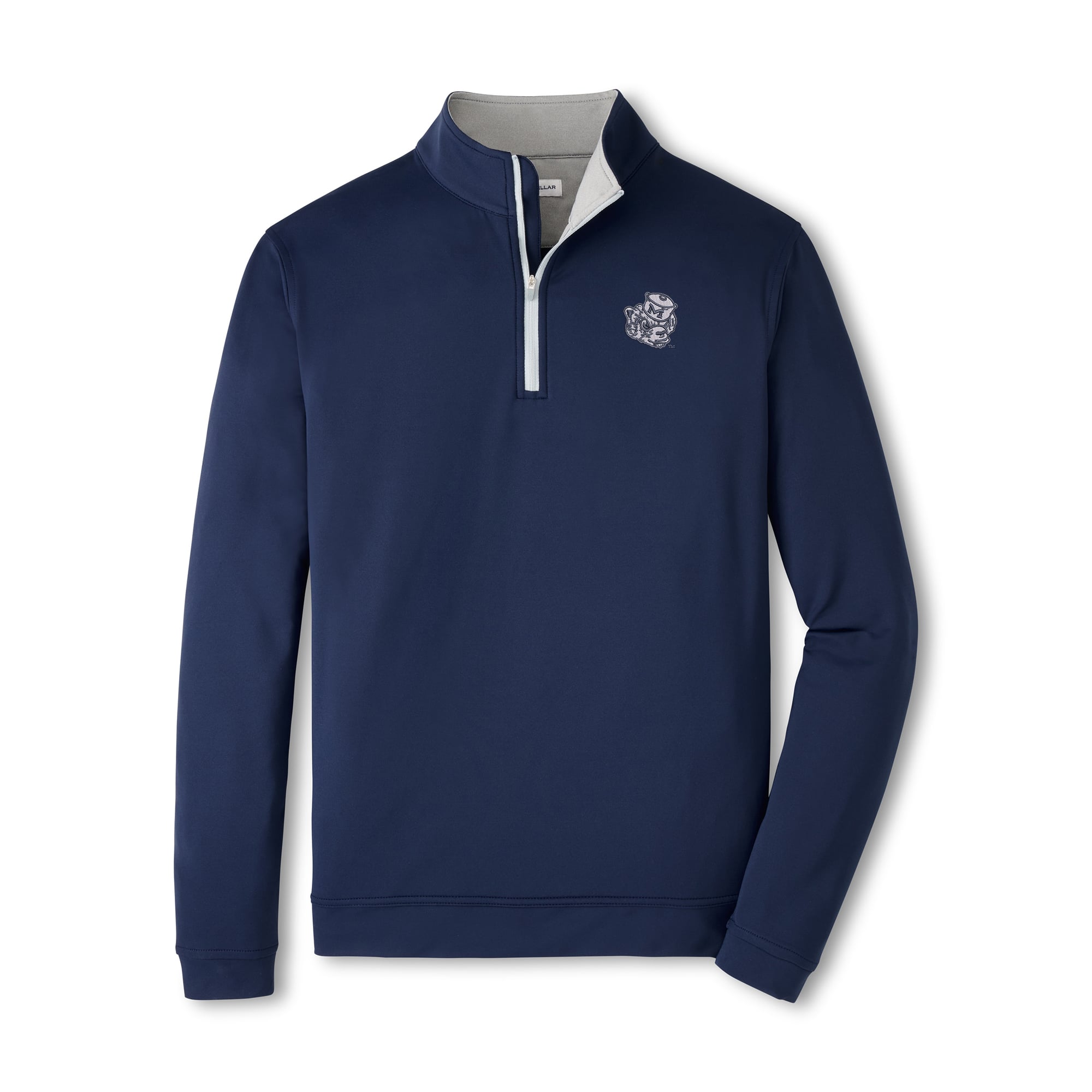 Pull-over Peter Millar Perth Performance à col zippé, bleu marine, pour homme, Michigan Wolverines.