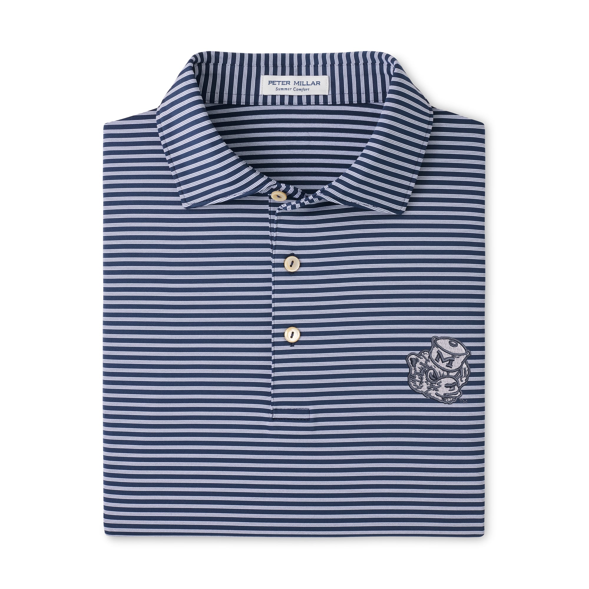 Polo rayé Peter Millar bleu marine Michigan Wolverines Tiebreaker Performance Jersey pour homme