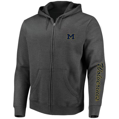 Michigan Wolverines Profile Big & Tall Full-Zip Hoodie - Heather Charcoal