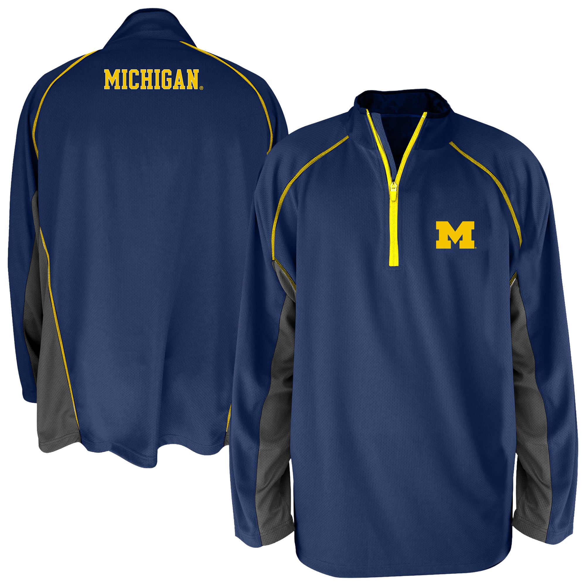 Men's Profile Navy Michigan Wolverines Big & Tall Quarter-Zip Raglan Jacket