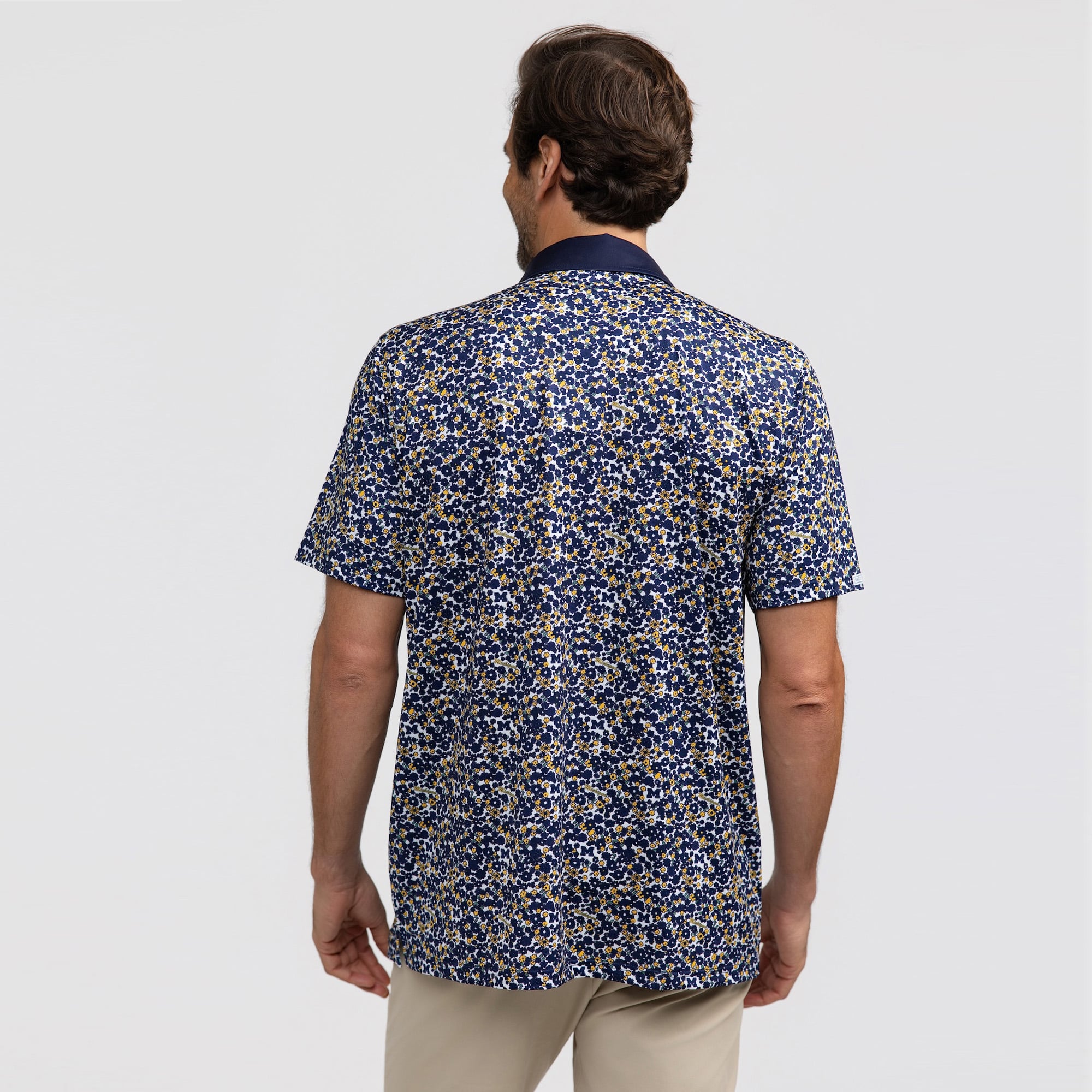 Men's Smith & Quinn Navy Michigan Wolverines Poppies Teddy Polo