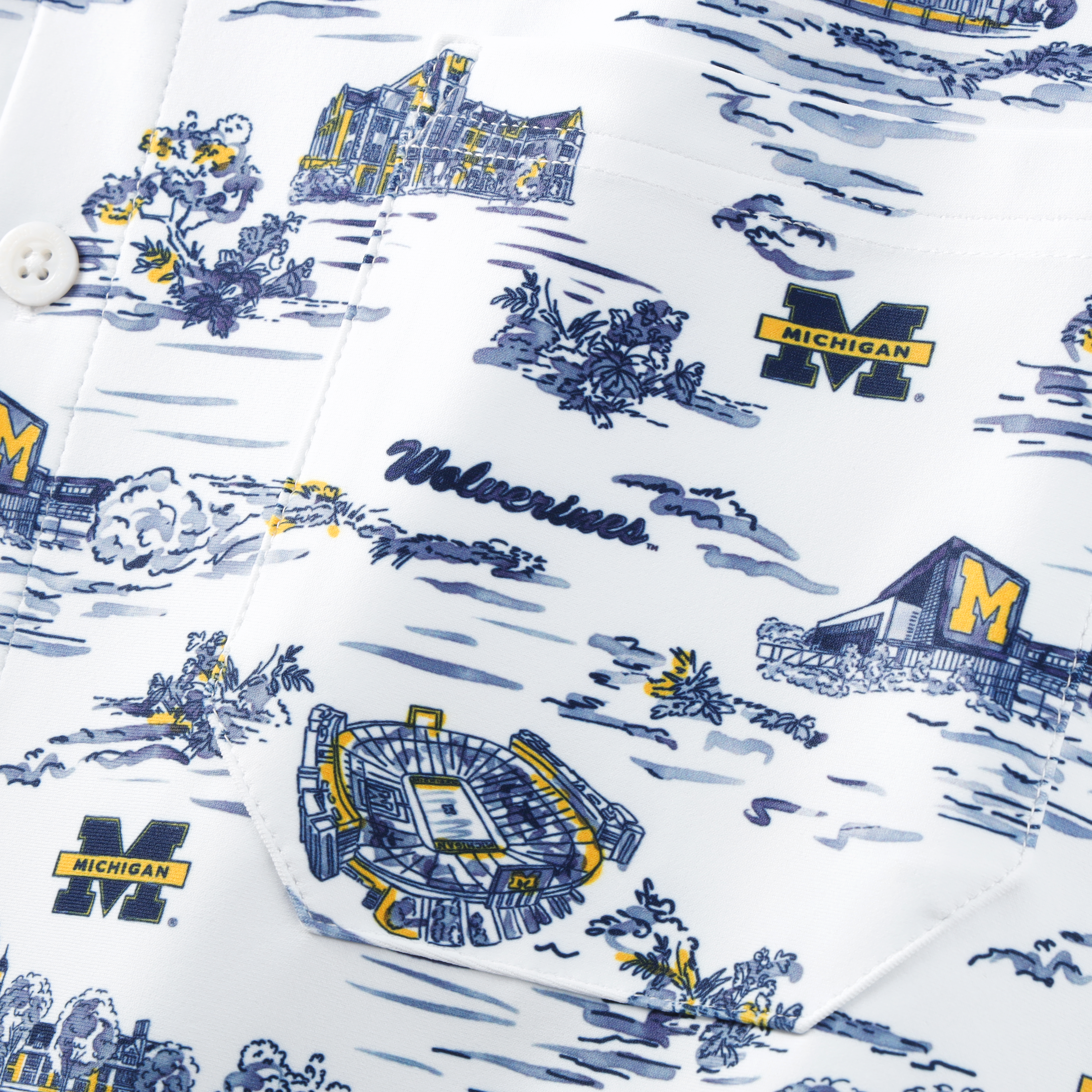 Men's Smith & Quinn White Michigan Wolverines Toile Boatyard Button-Up Shirt