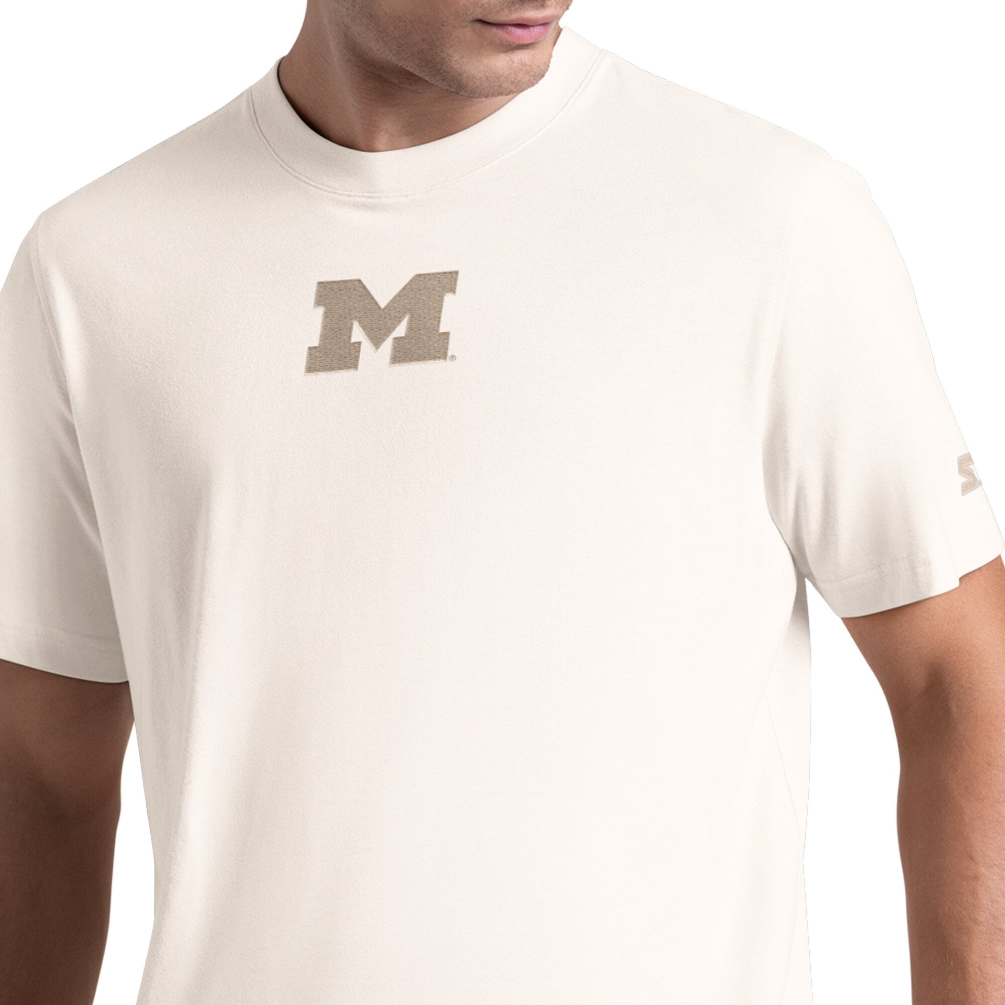 Men's Starter Cream Michigan Wolverines Warm Up T-Shirt