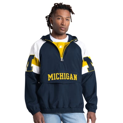 Michigan Wolverines Starter Street Cut Half-Zip Jacket - Navy