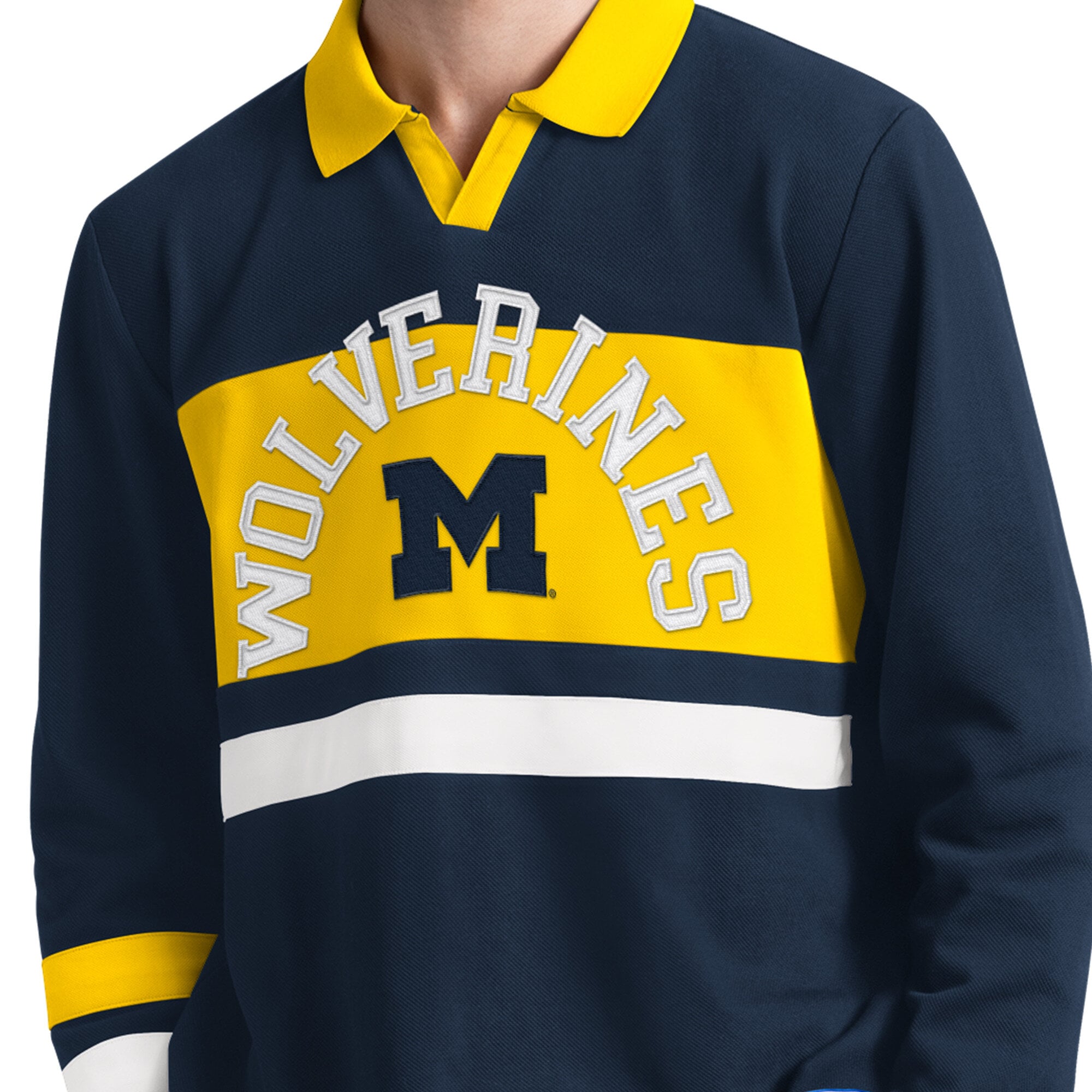 Maillot de rugby Starter bleu marine pour homme, Michigan Wolverines, esprit d'équipe