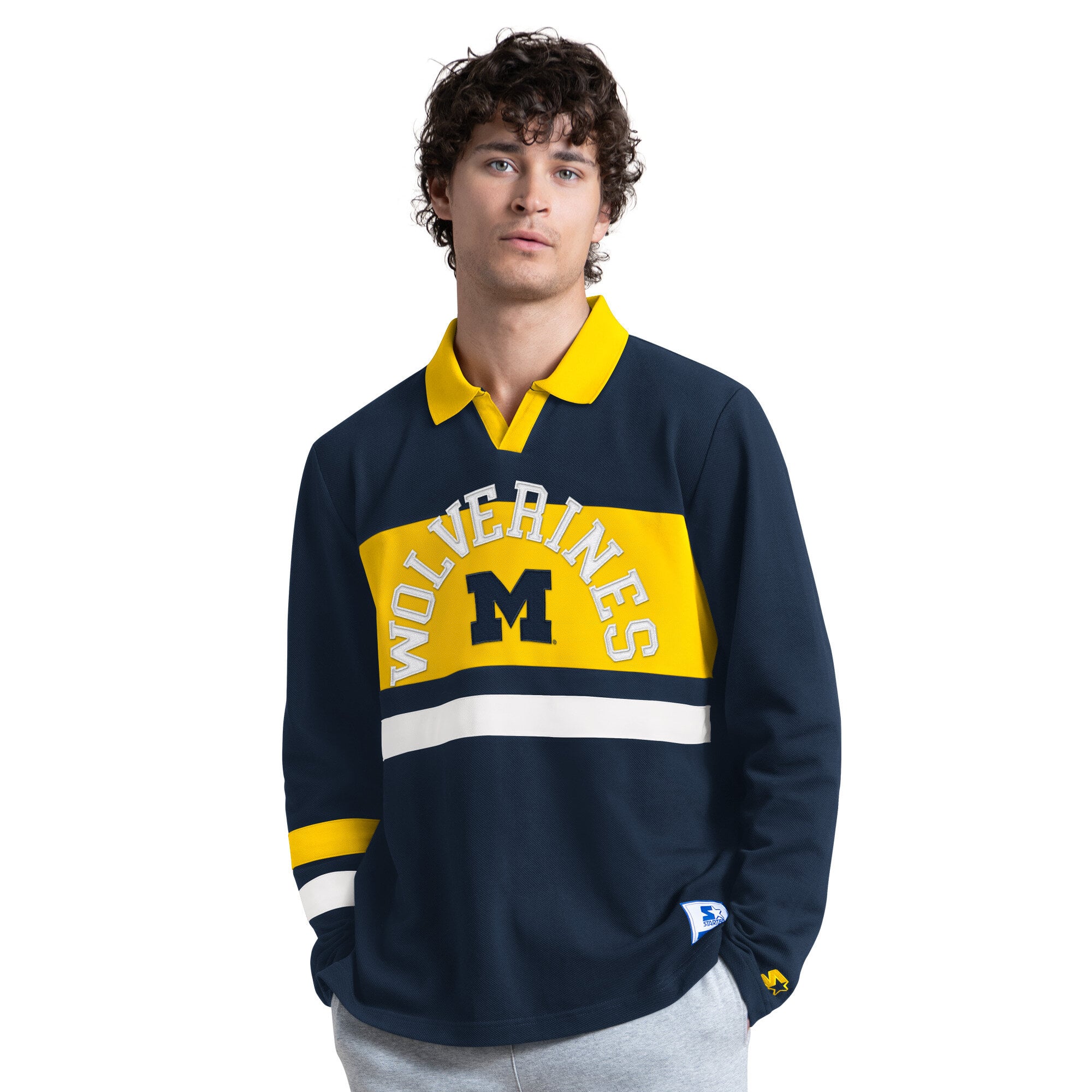 Maillot de rugby Starter bleu marine pour homme, Michigan Wolverines, esprit d'équipe