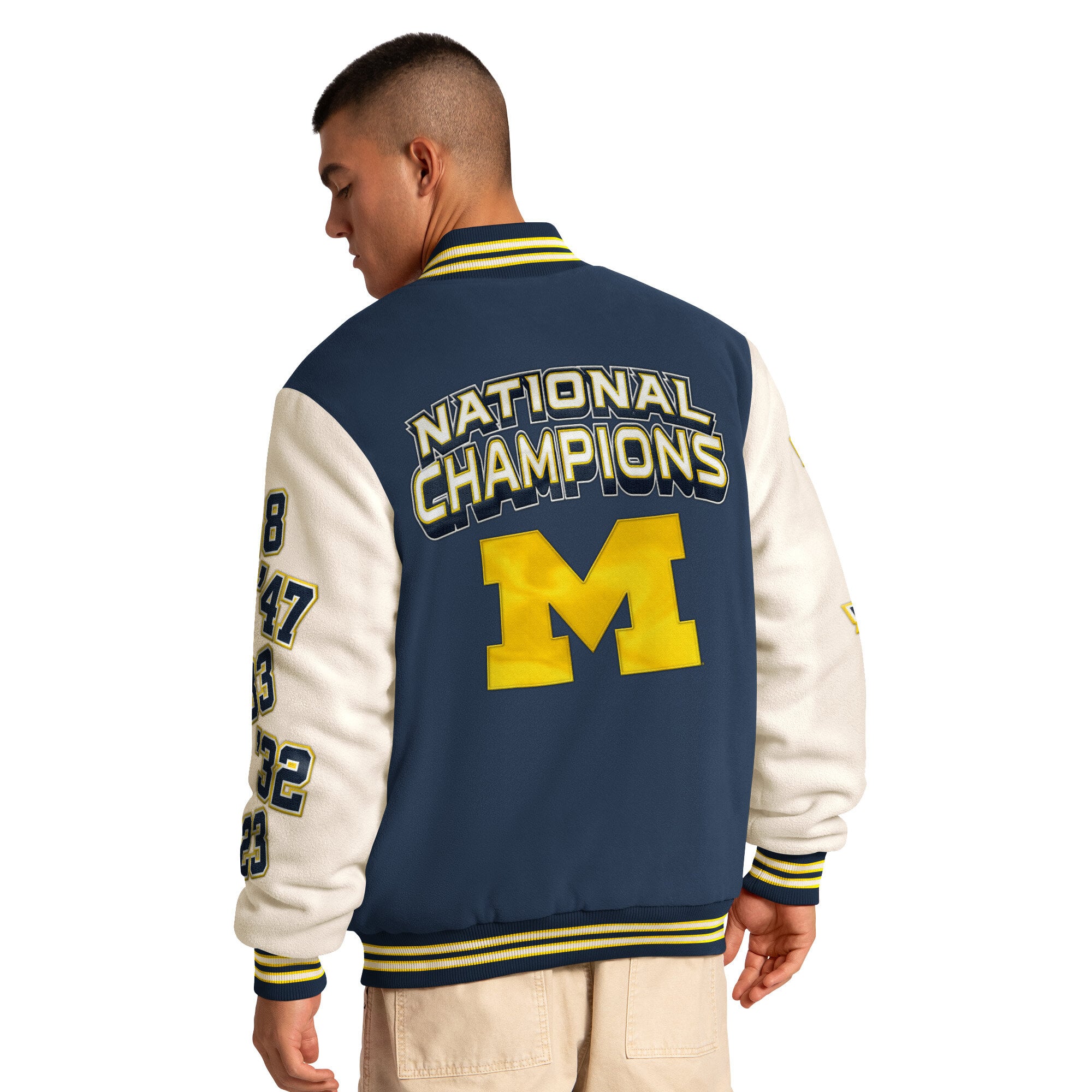 Veste commémorative Starter Navy Michigan Wolverines Triple Crown à boutons-pression pour homme