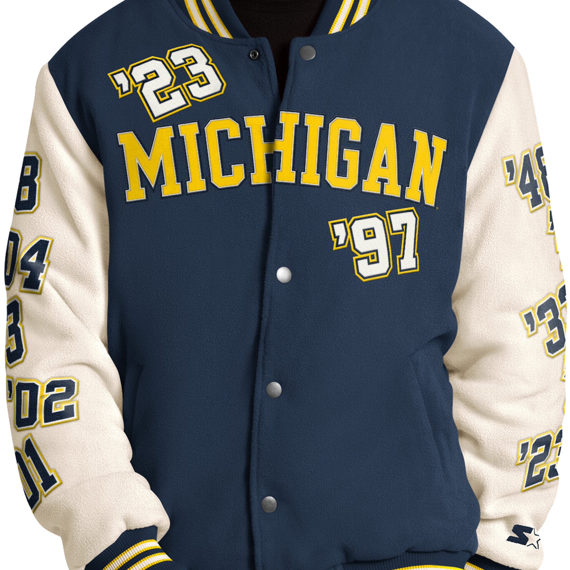 Veste commémorative Starter Navy Michigan Wolverines Triple Crown à boutons-pression pour homme