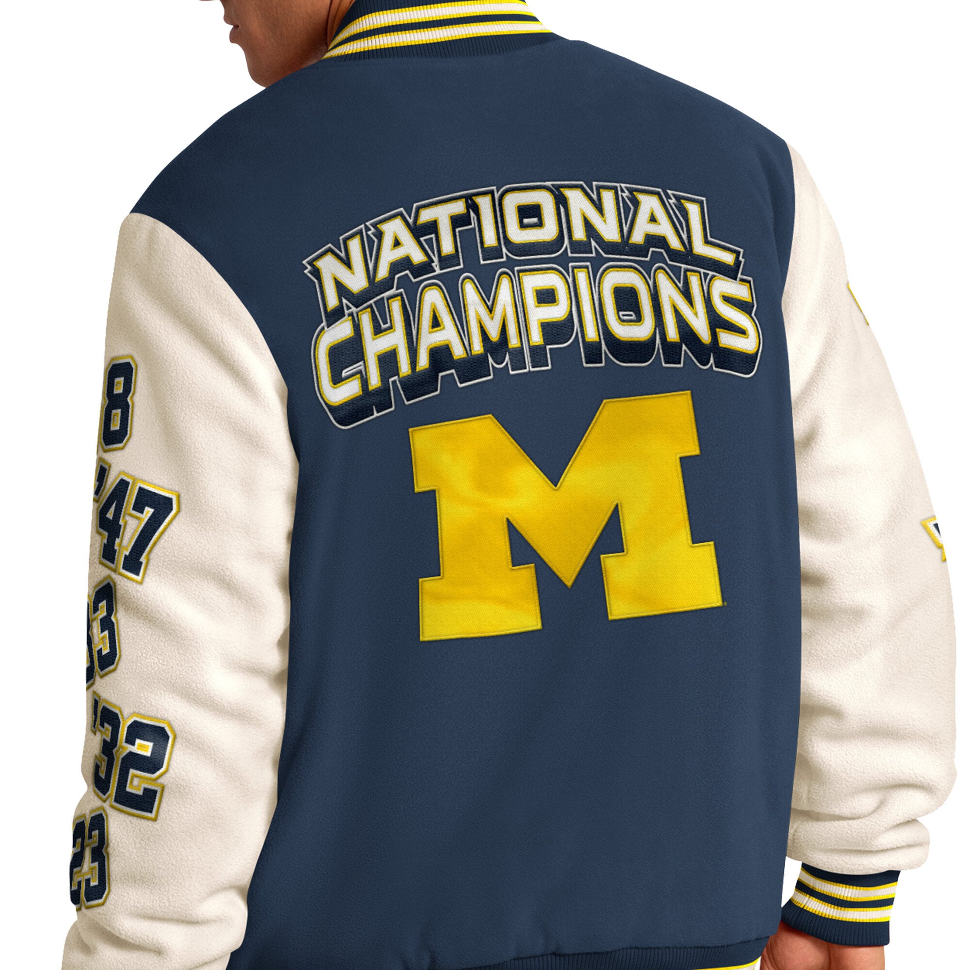 Veste commémorative Starter Navy Michigan Wolverines Triple Crown à boutons-pression pour homme