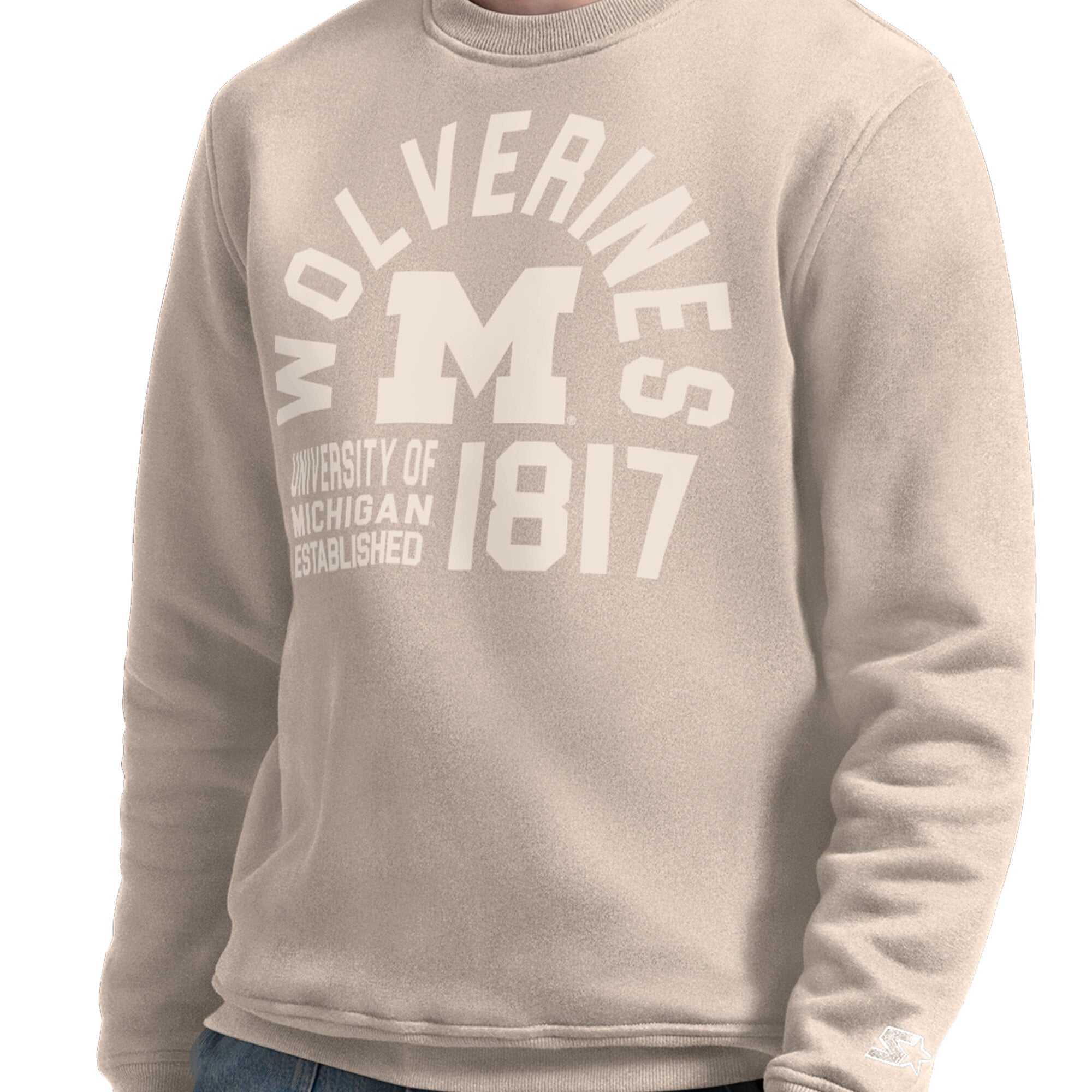 Sweat-shirt d'après-match Starter beige pour homme, Michigan Wolverines