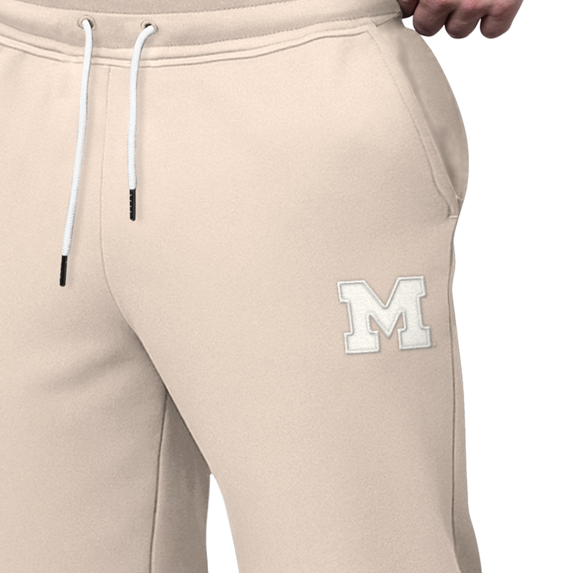 Men's Starter Tan Michigan Wolverines Red Zone Fleece Jogger Pants