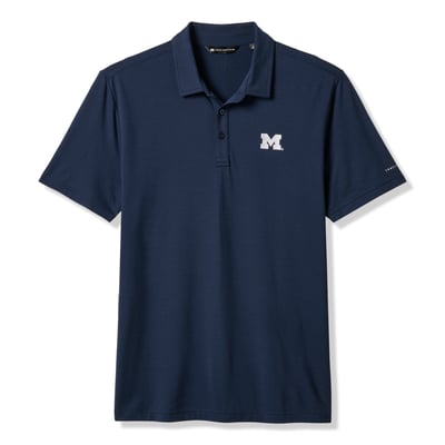  Michigan Wolverines TravisMathew Halftime Show Heater Tri-Blend Polo - Navy