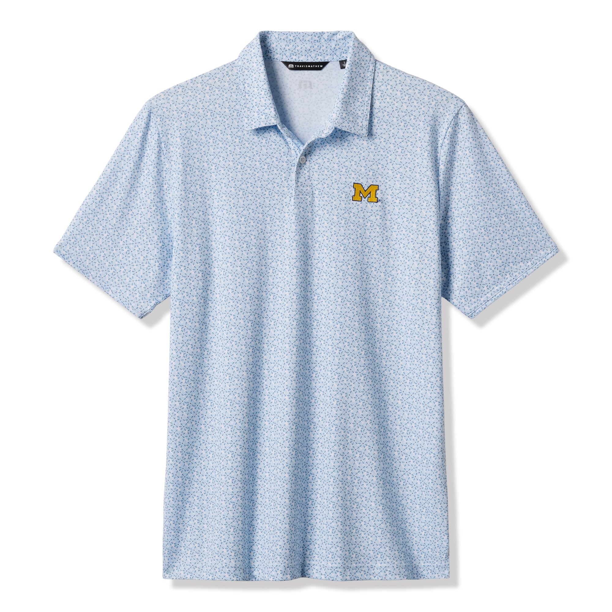 Polo TravisMathew blanc/bleu Michigan Wolverines College Bound pour homme