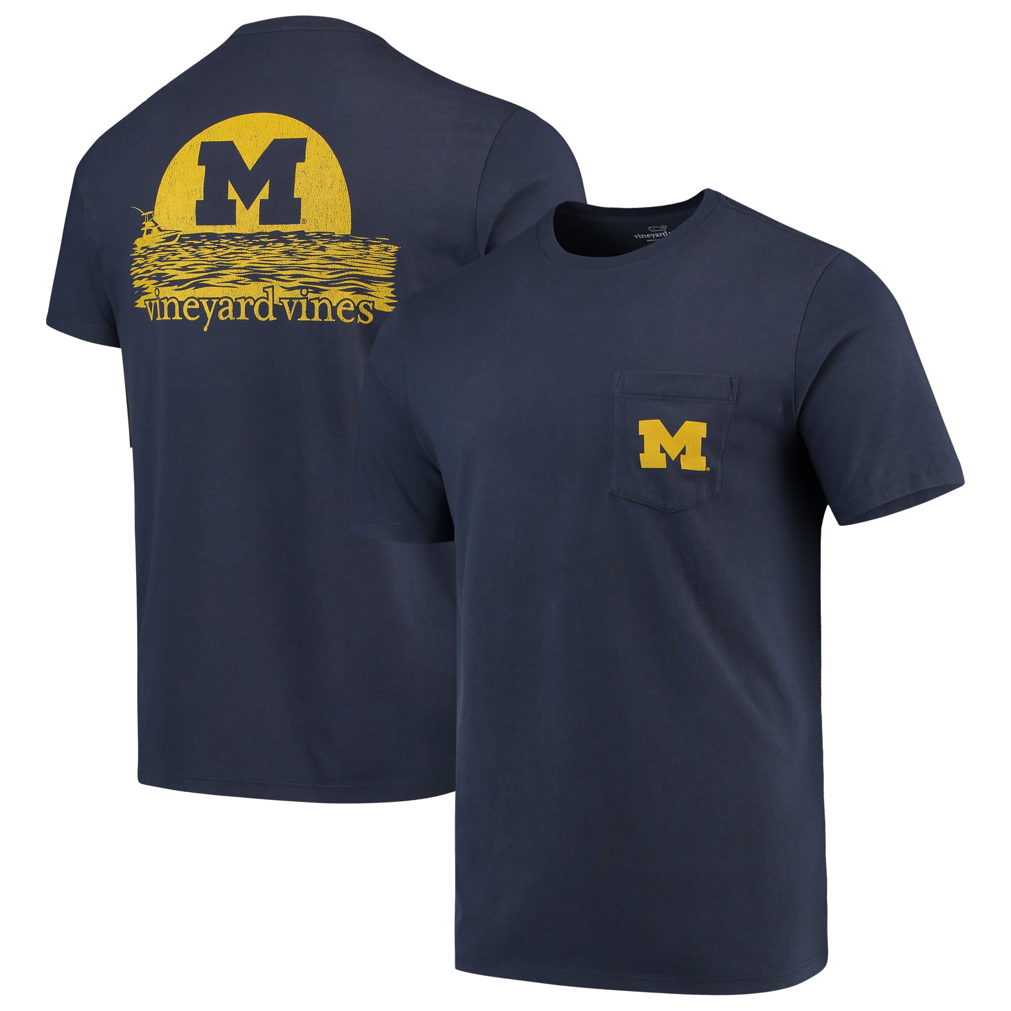 Men's Vineyard Vines Navy Michigan Wolverines Sunset T-Shirt