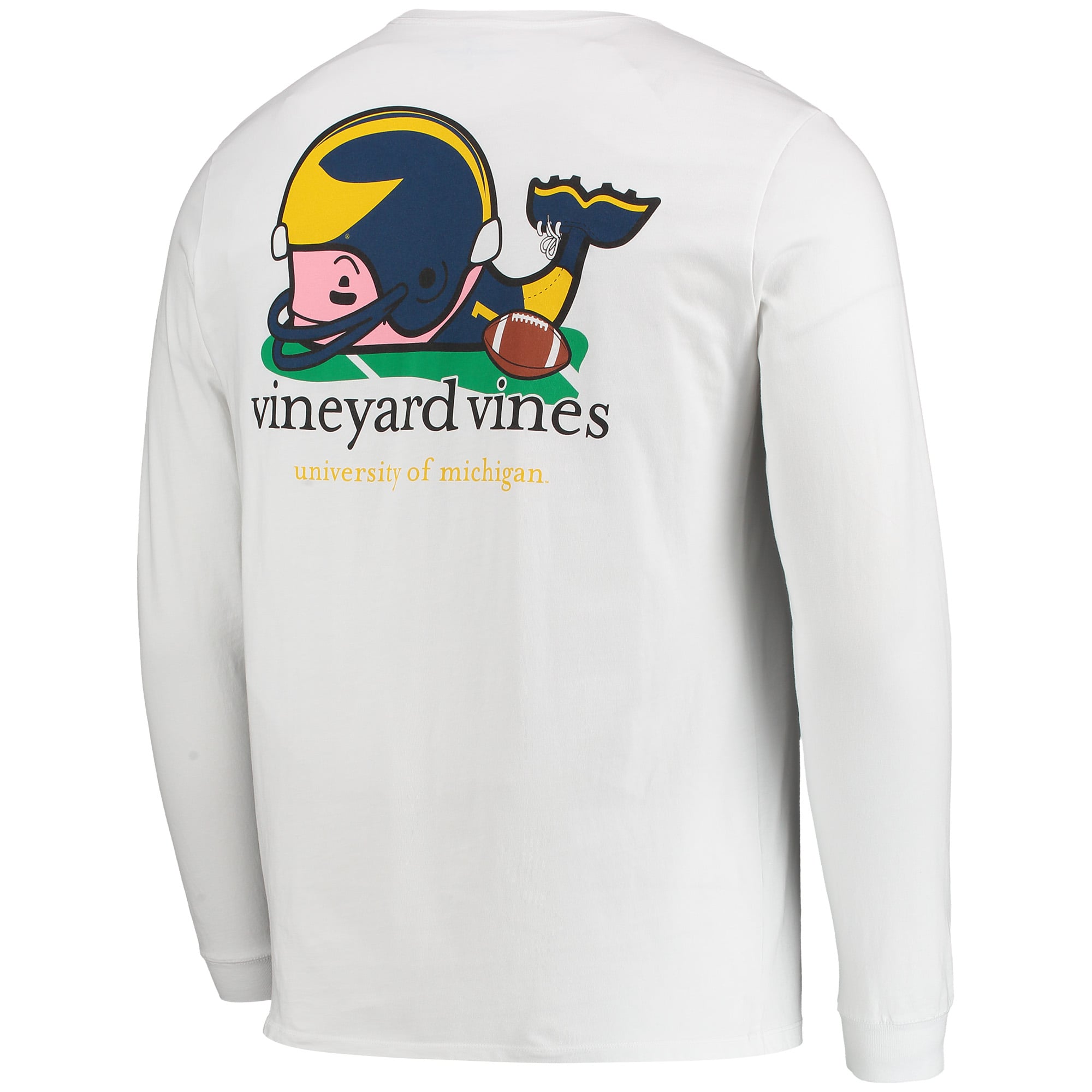 Men's Vineyard Vines White Michigan Wolverines Football Whale Long