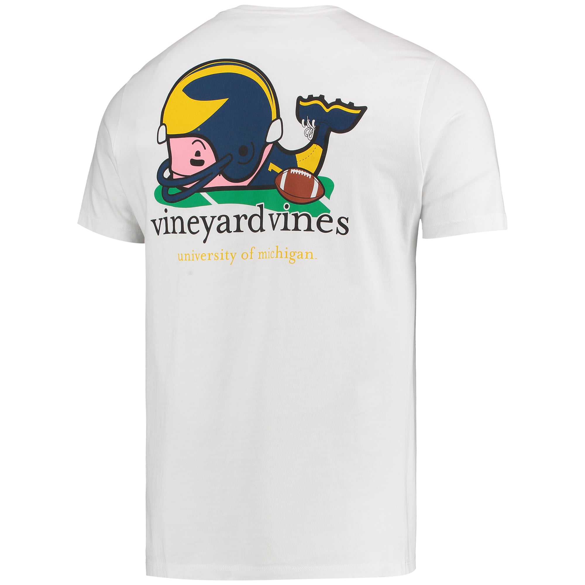 Men's Vineyard Vines White Michigan Wolverines Football Whale T-Shirt
