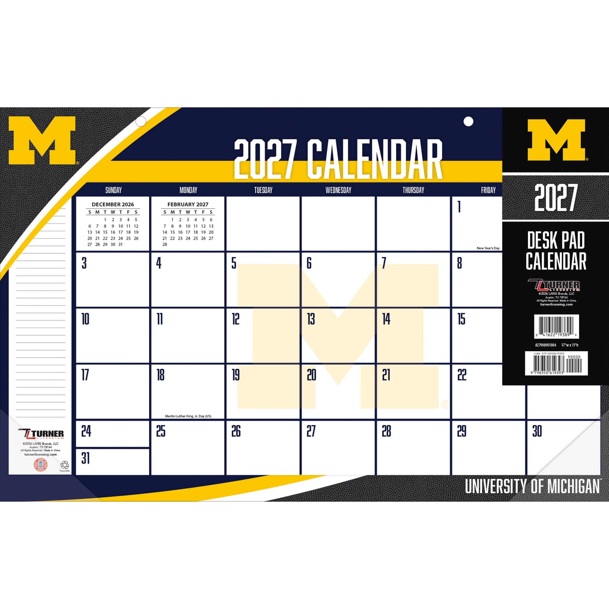Michigan Wolverines 17" x 11" Desk Pad Calendar
