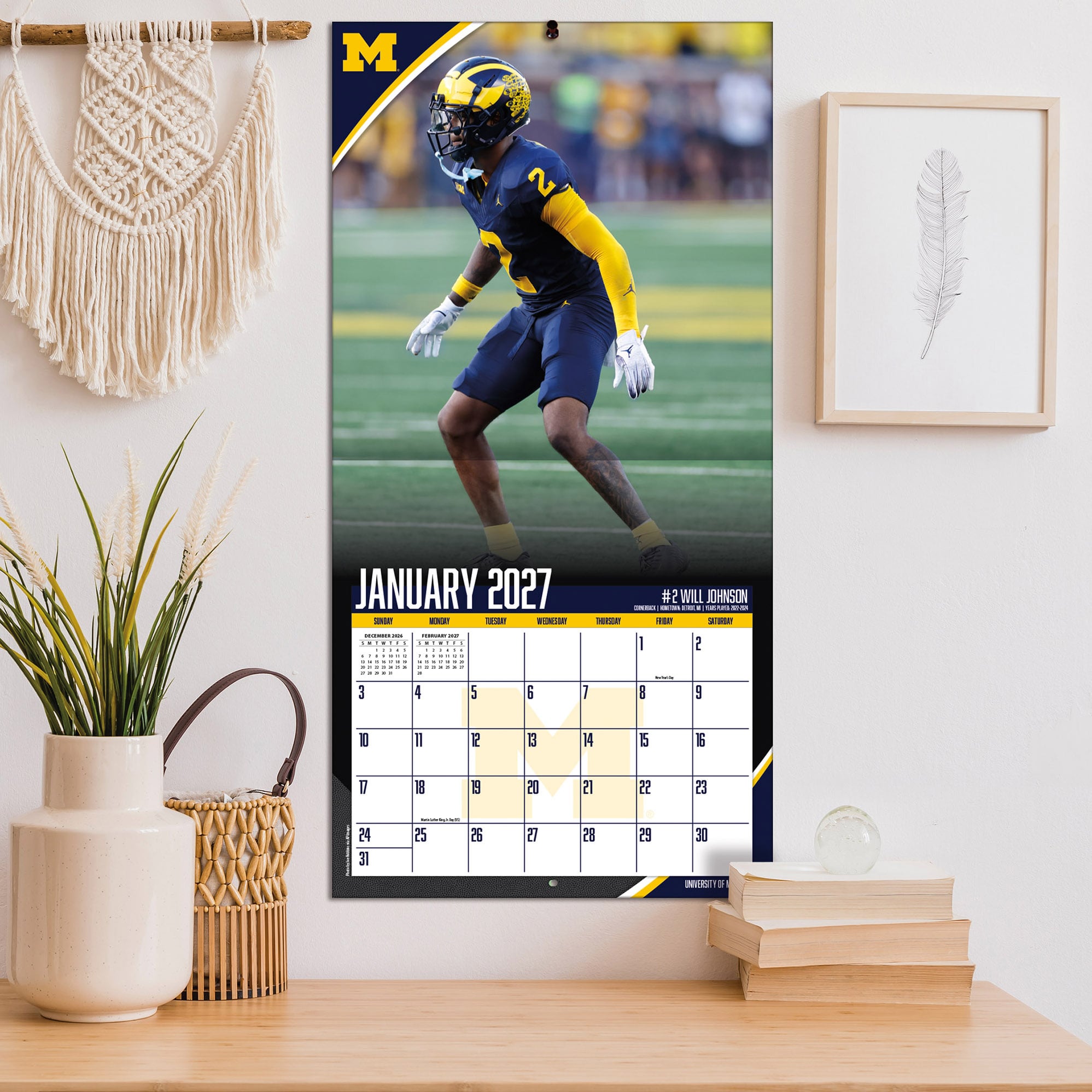 Michigan Wolverines 2027 12” x 12” Team Wall Calendar