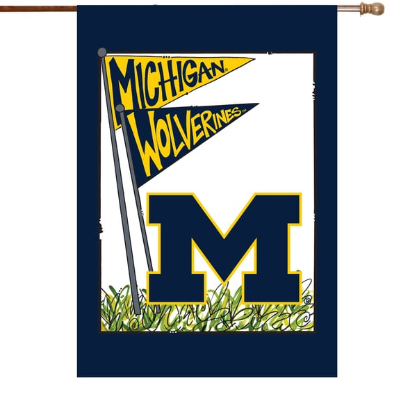 Michigan Team University Wolverines Go Blue House Banner
