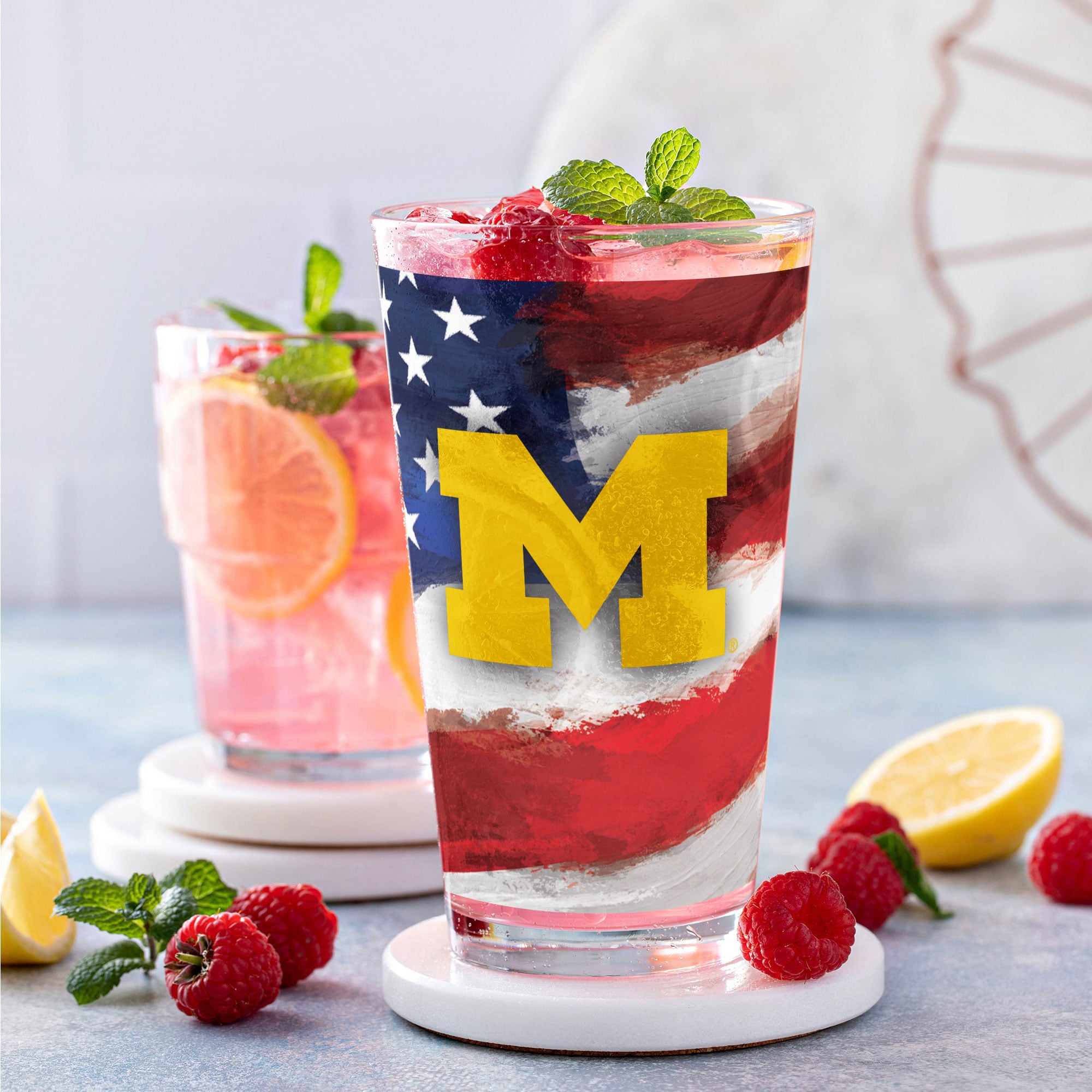 Michigan Wolverines Two-Pack 16oz. Americana Pint Glass Set