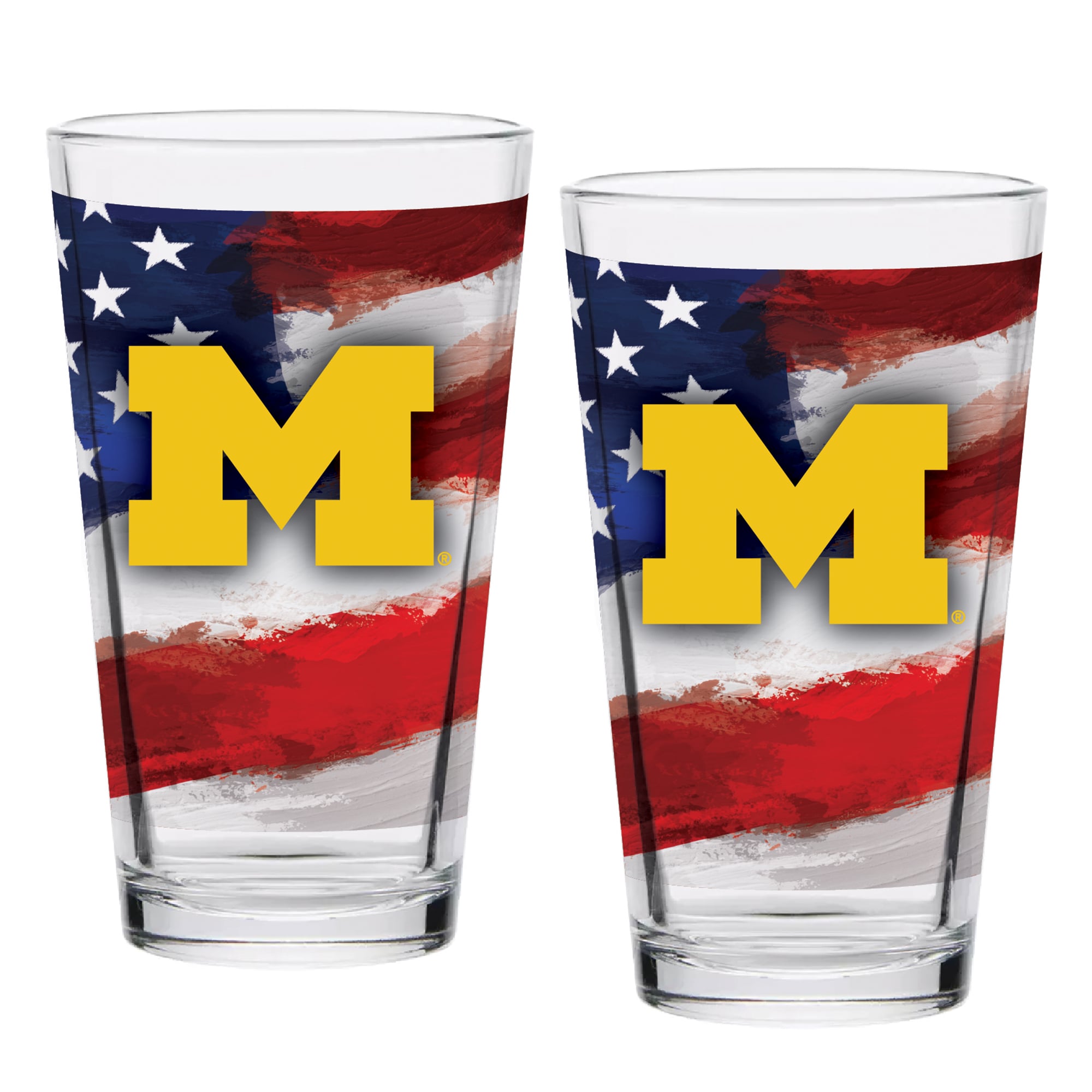 Michigan Wolverines  Two-Pack 16oz. Americana Pint Glass Set