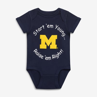 Michigan Wolverines Little King Newborn & Infant Start 'Em Young Bodysuit - Navy